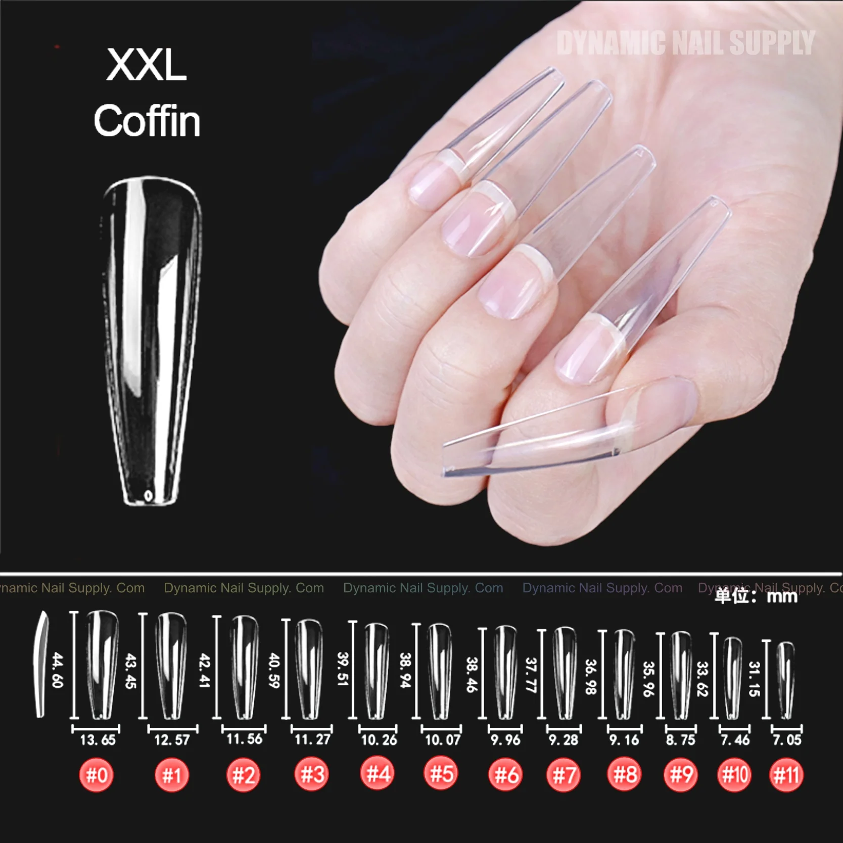 [Coffin XXL] Full Cover Tips - Soft Gel X tips - 360 pcs - Extra Long - 11 sizes - Image 2