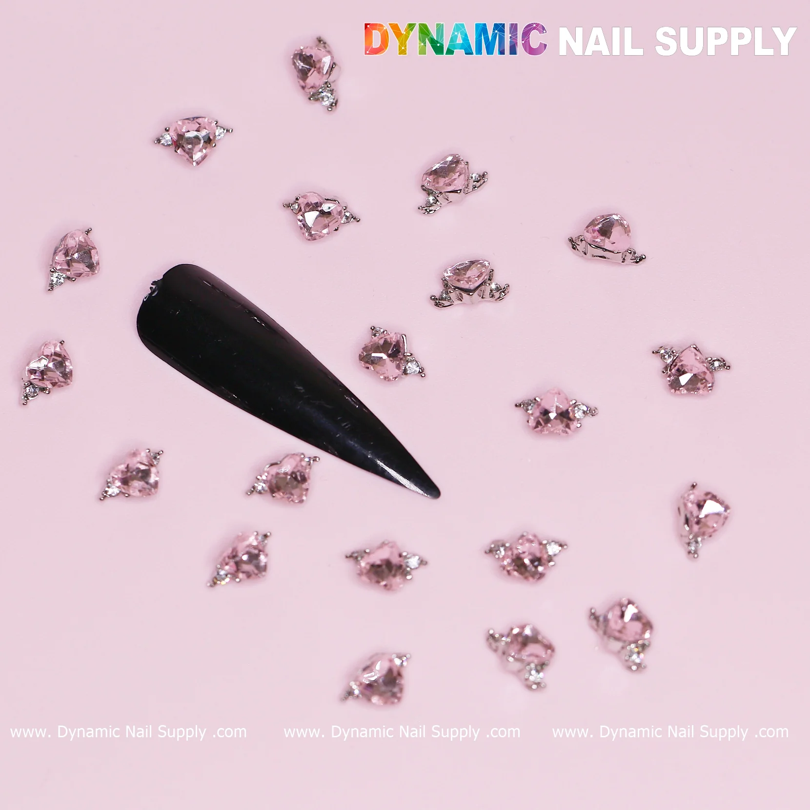 20 pcs Pink Sapphire Heart Charm (Solitaire shape)  for Valentine Nails Design
