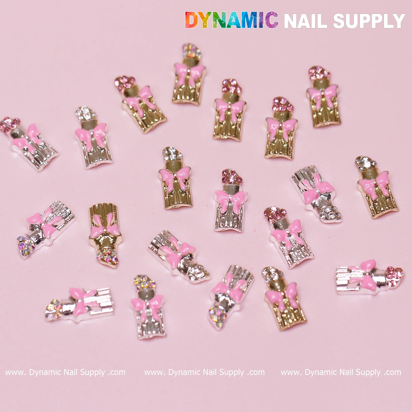 20 pcs Lipstick Charms with Pink Bows for Valentines Nail Art Design - Image 4