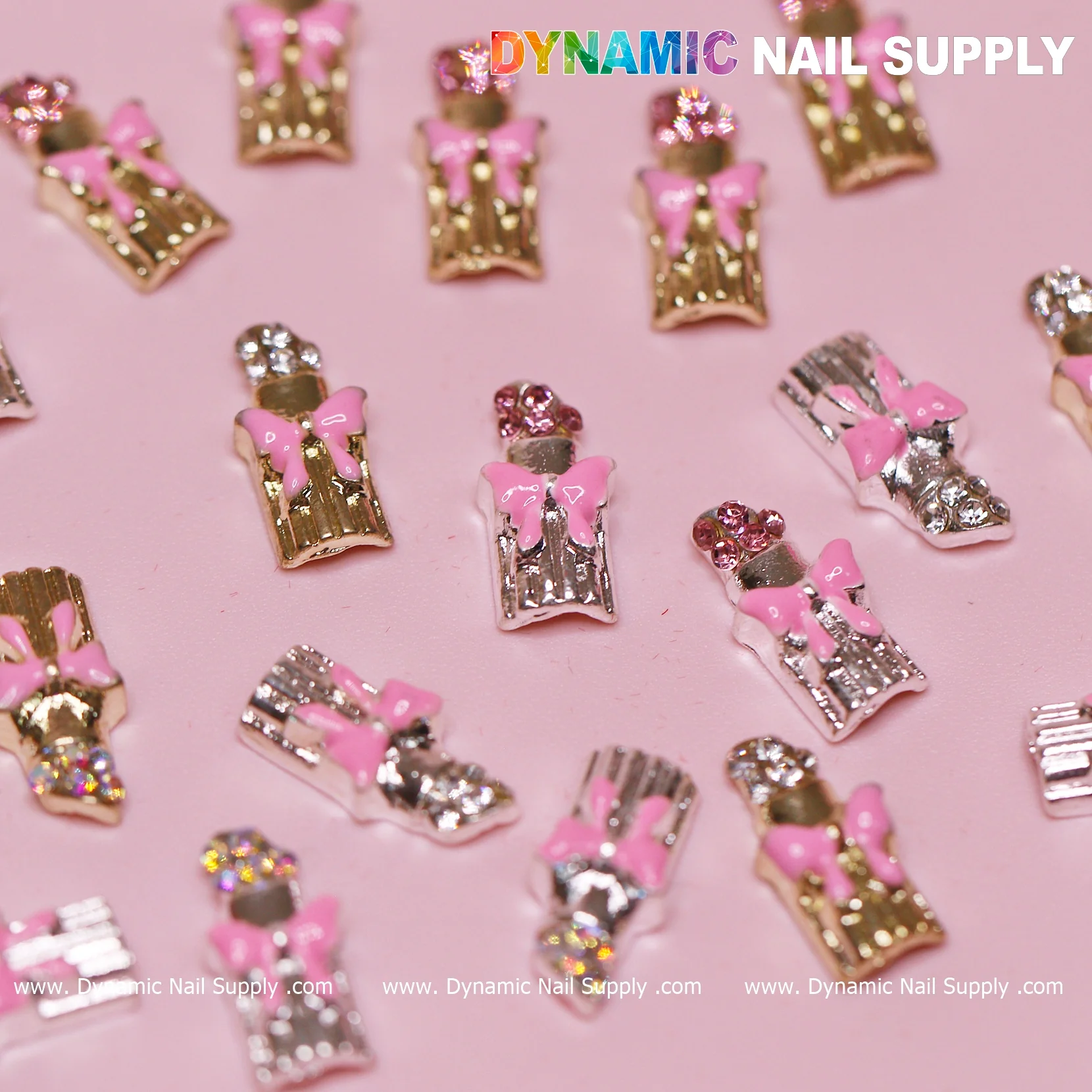 20 pcs Lipstick Charms with Pink Bows for Valentines Nail Art Design - Image 5