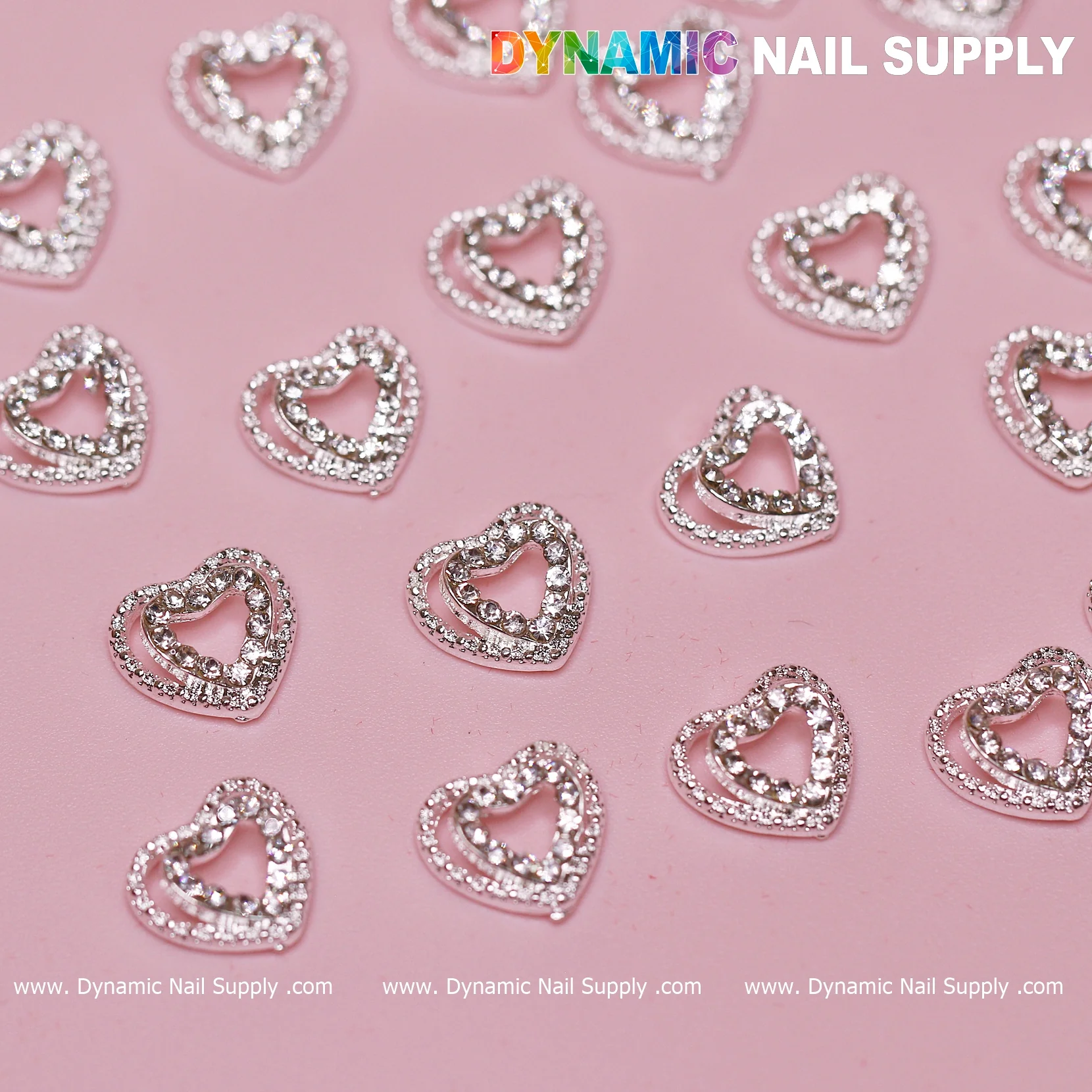 20 pcs 3D Silver Heart Shape Charms for Valentines Nails Art Design - Image 6