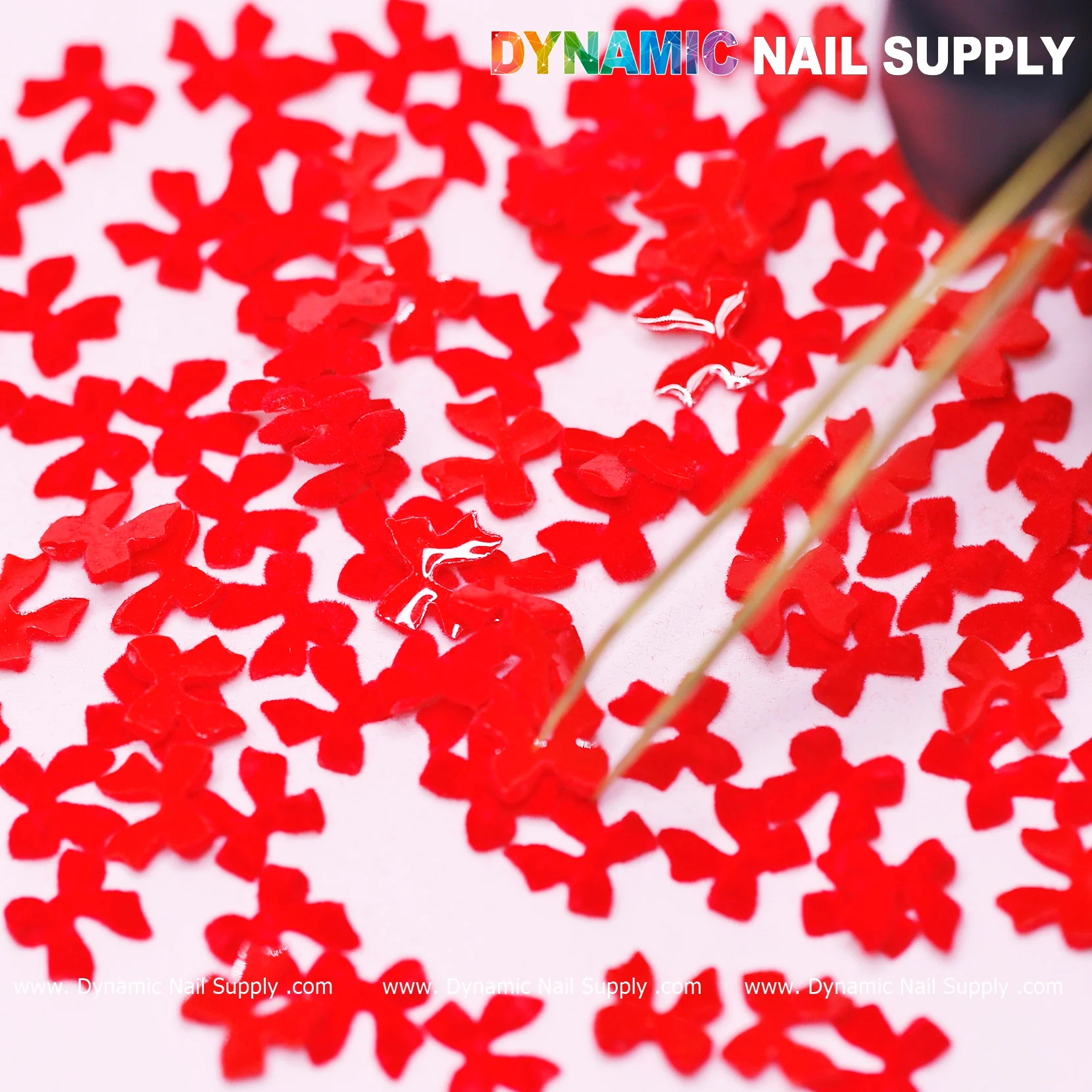 90 pcs Pure Red Resin Bows Charm for Valentine Nails Design - Image 2