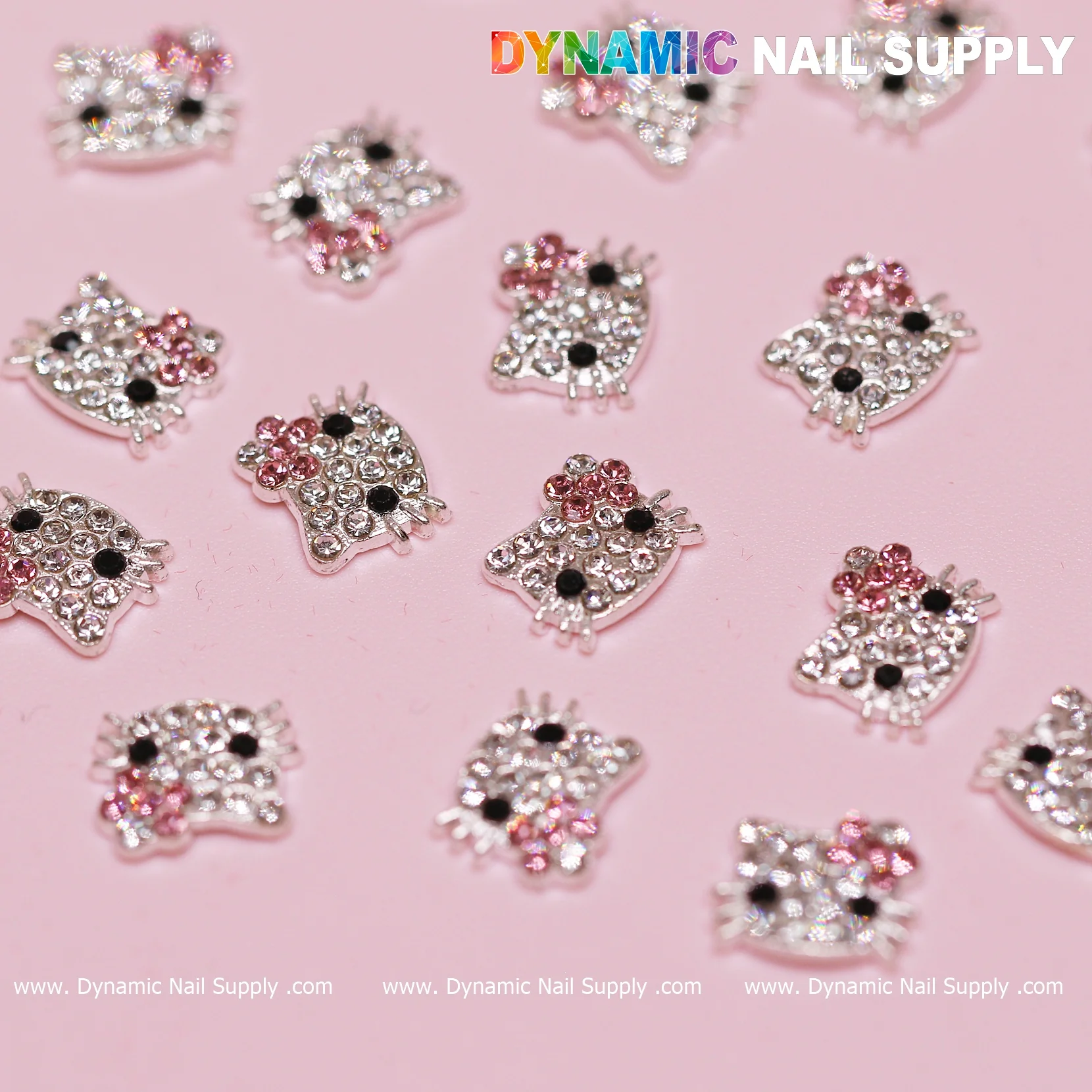 High-quality 30 pcs Pink Metal Hello Kitty Design Nail Charms  (zircon alloy charm) - Image 8
