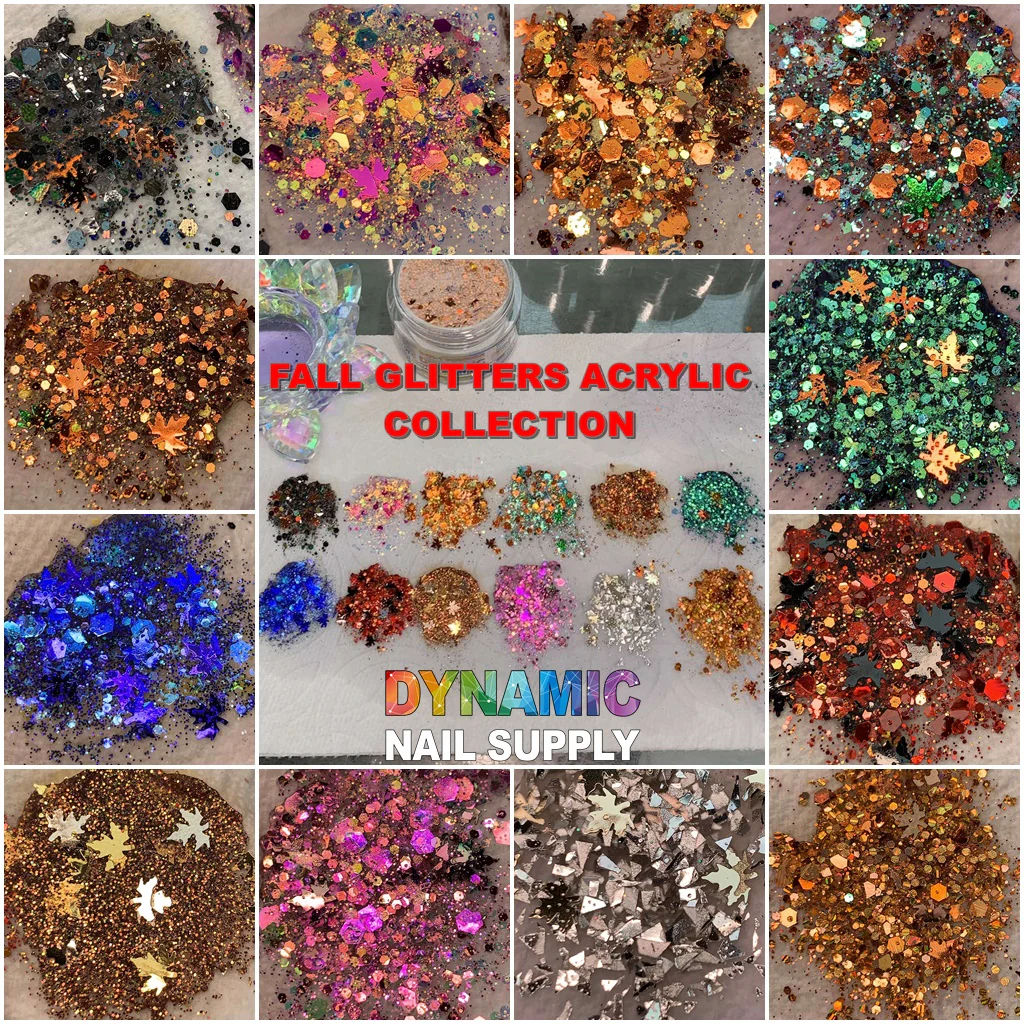 Fall Glitters Colors Acrylic Collection - Mixed glitter Acrylic nails Powder