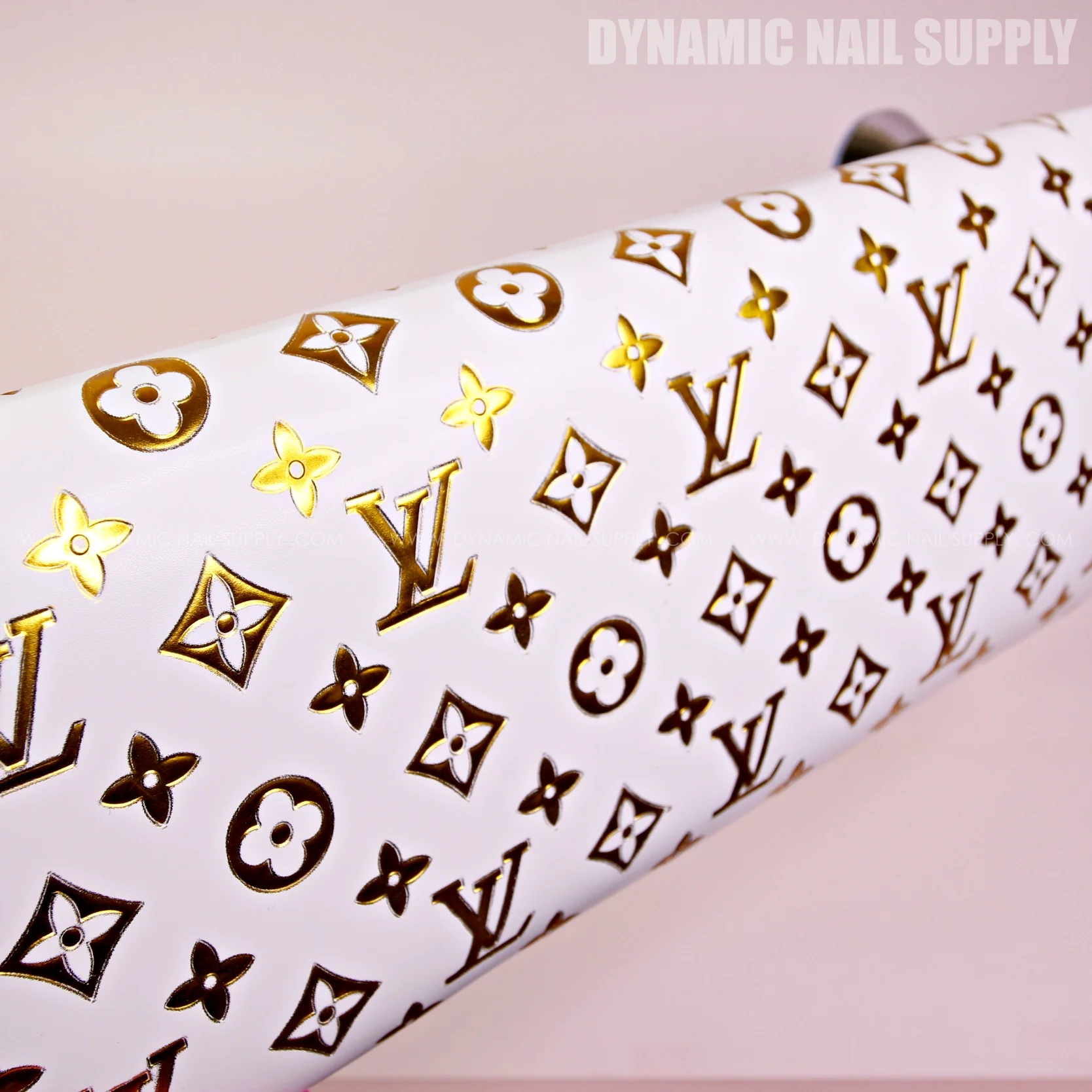 (BJ050 - Gold LV Pattern - White Base) Faux leather Armrest with Soft Pad for Pedicure and Manicure (Reposabrazos Para Manicura) - Image 4