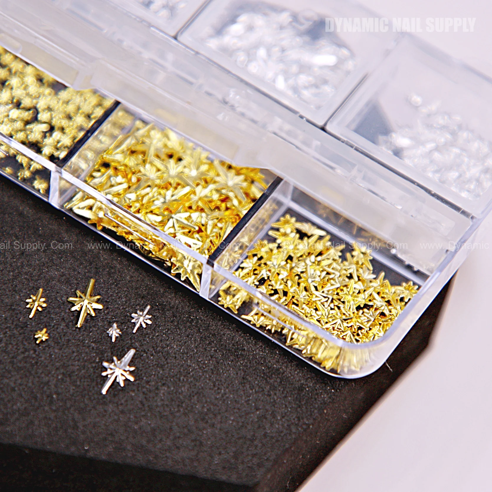 Gold and Silver Stars Mixed Sizes Flatback Sparkling Charms for Nail DIY Designs - Image 2