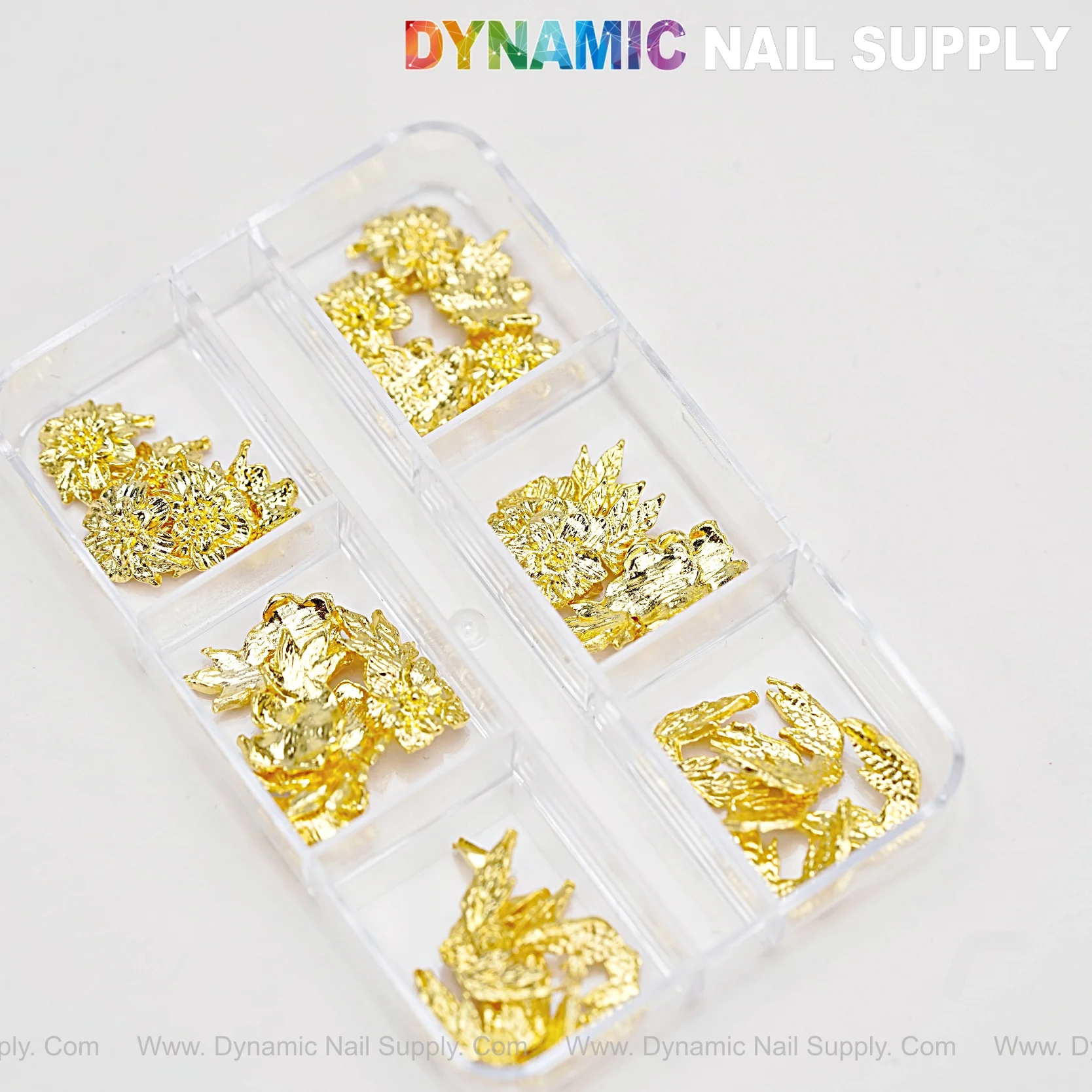 Gold Flowers and Wings Charms for Nail Art DIY Designs