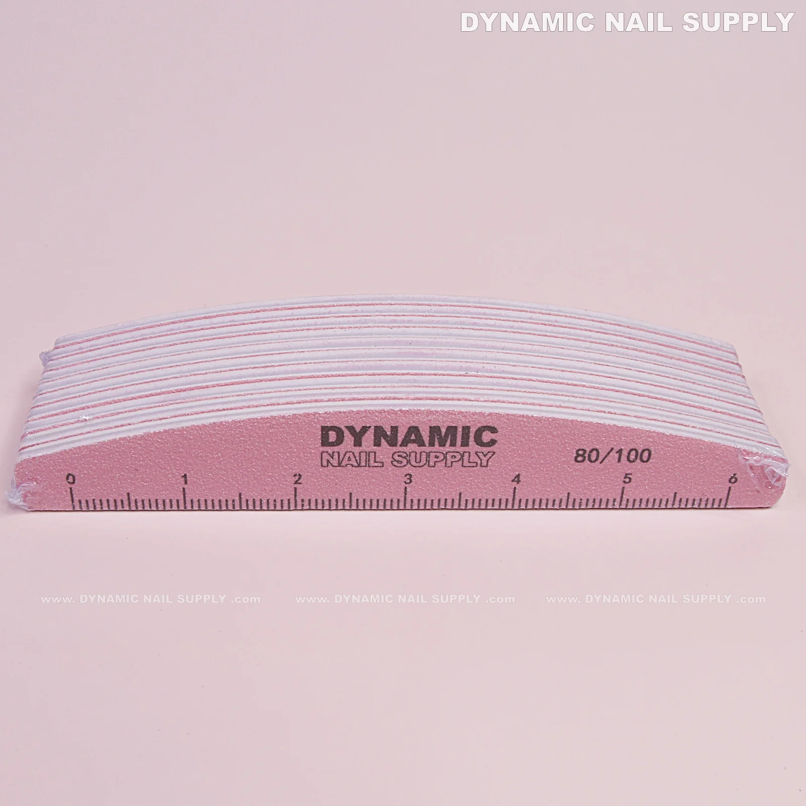 Half-moon Nail files Grit 80/80 Coarse - Pack 10 - Pink - Double-side with Hard board - Image 2