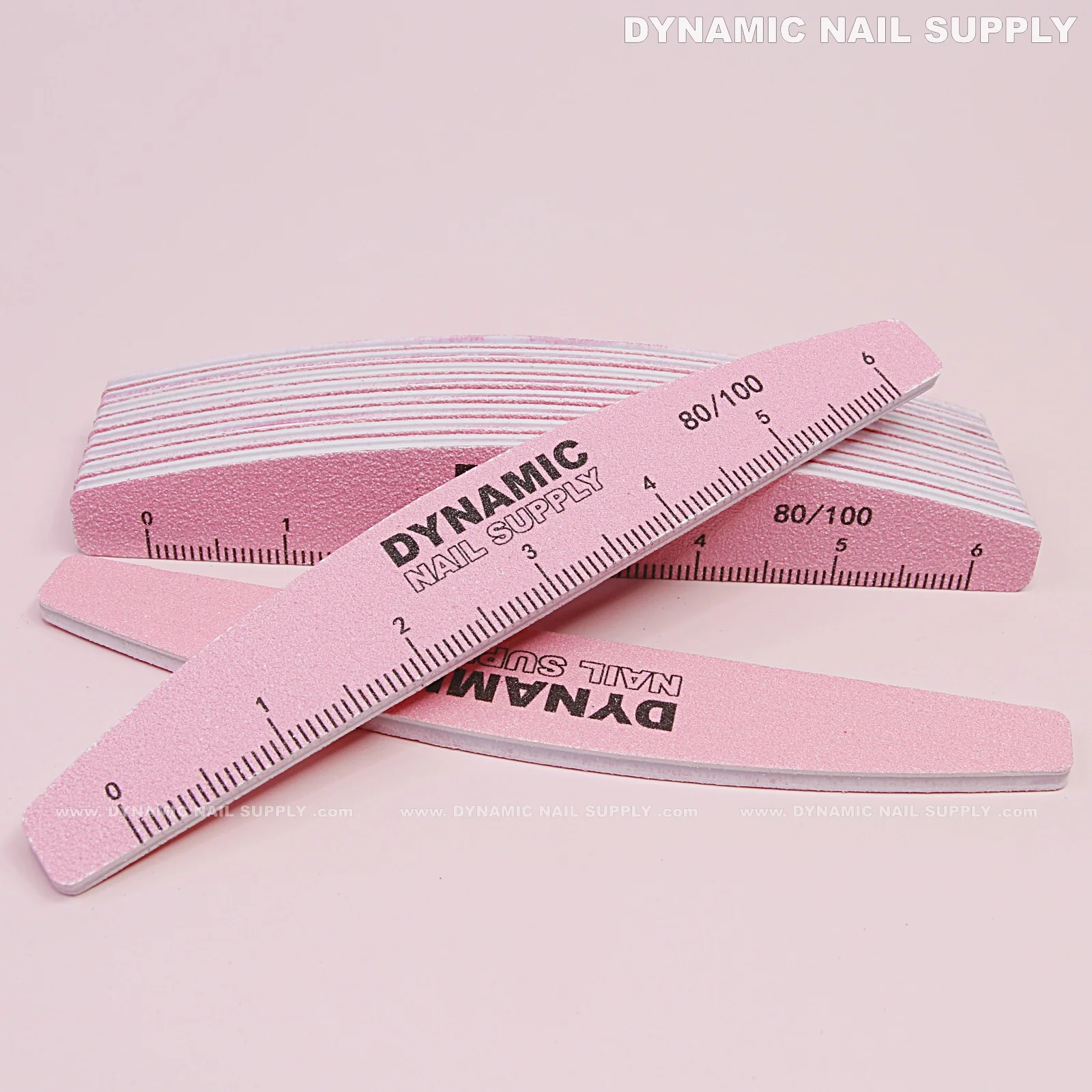 Half-moon Nail files Grit 80/80 Coarse - Pack 10 - Pink - Double-side with Hard board - Image 3