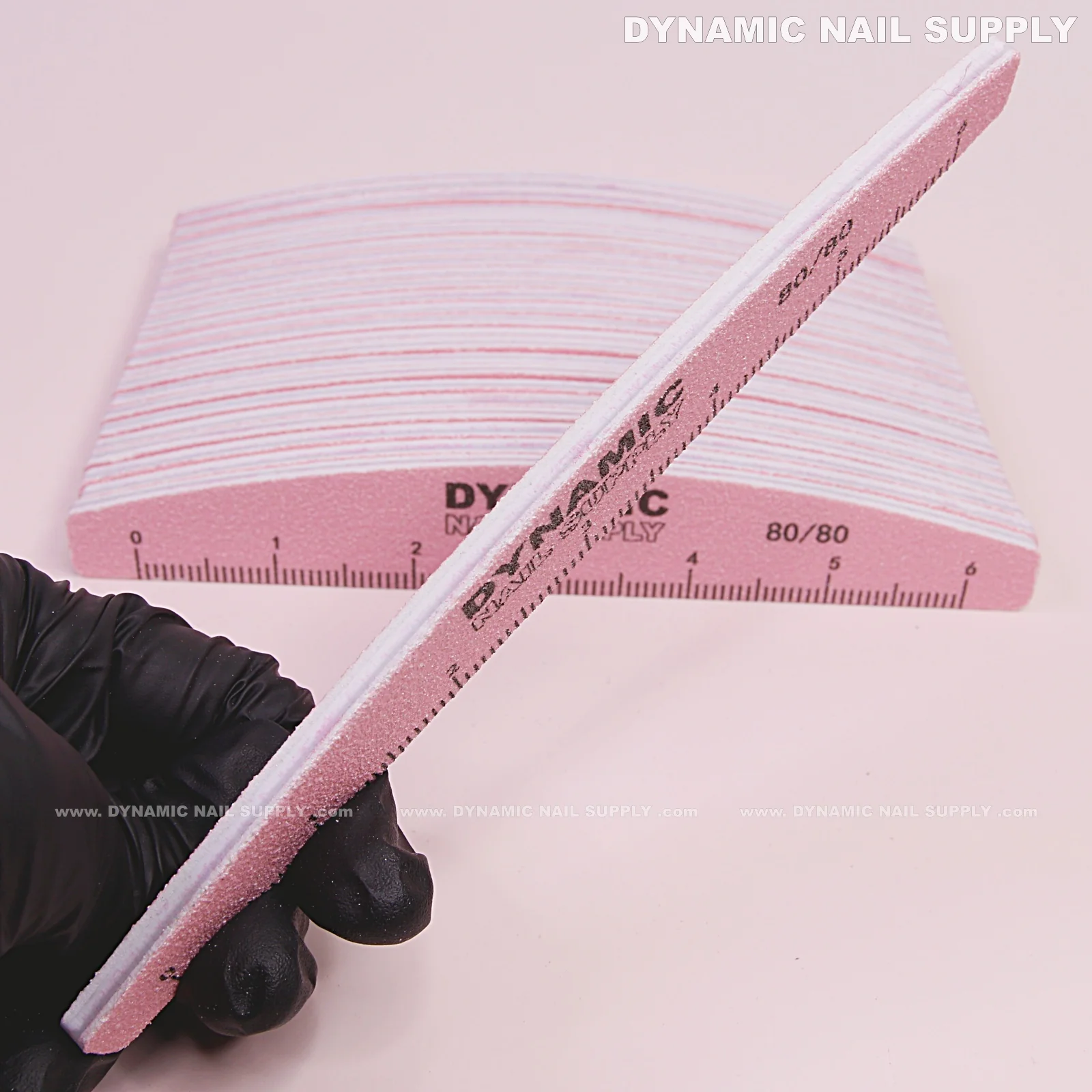 Half-moon Nail files Grit 80/80 Coarse - Pack 25 (Pink) - Double-side with Emery board - Image 2