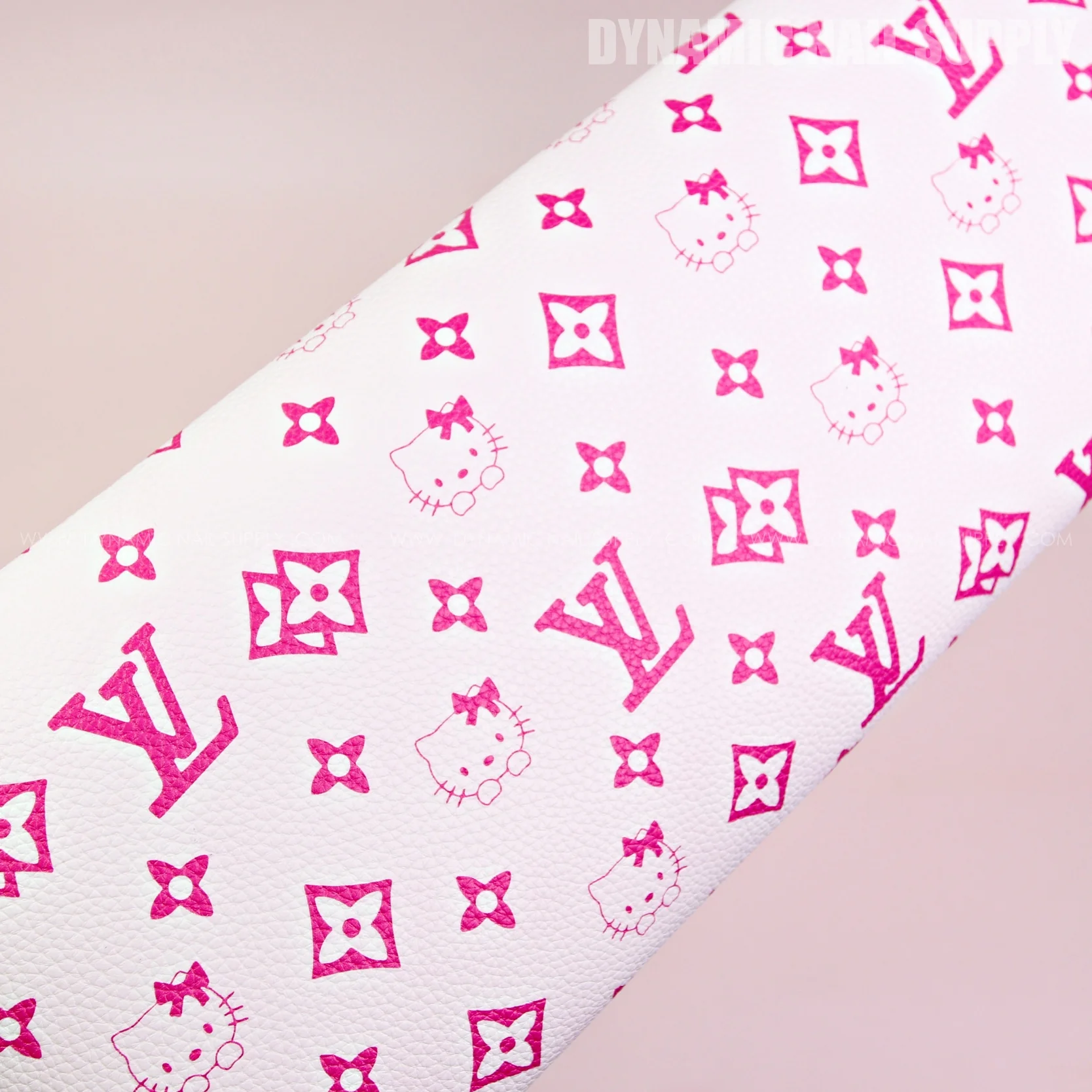 (HLA028 - Cute Pink LV/Kitty Pattern - Leather White Base) Handrest for Nail Table Pedicure Services (Reposabrazos Para Manicura) - Image 2
