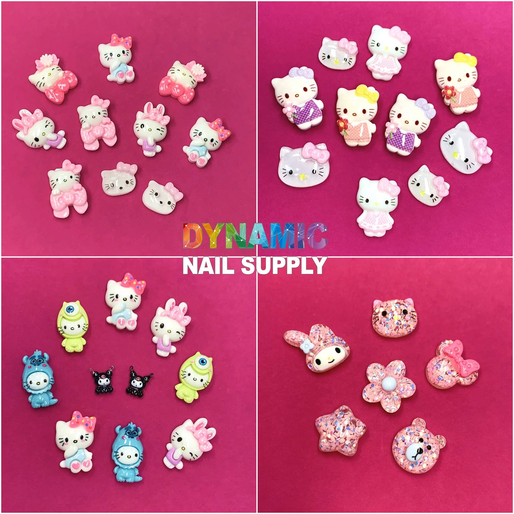Hello Kitty Charm set - Cat Logo Nail Charms for Nails Art Designs - Image 2