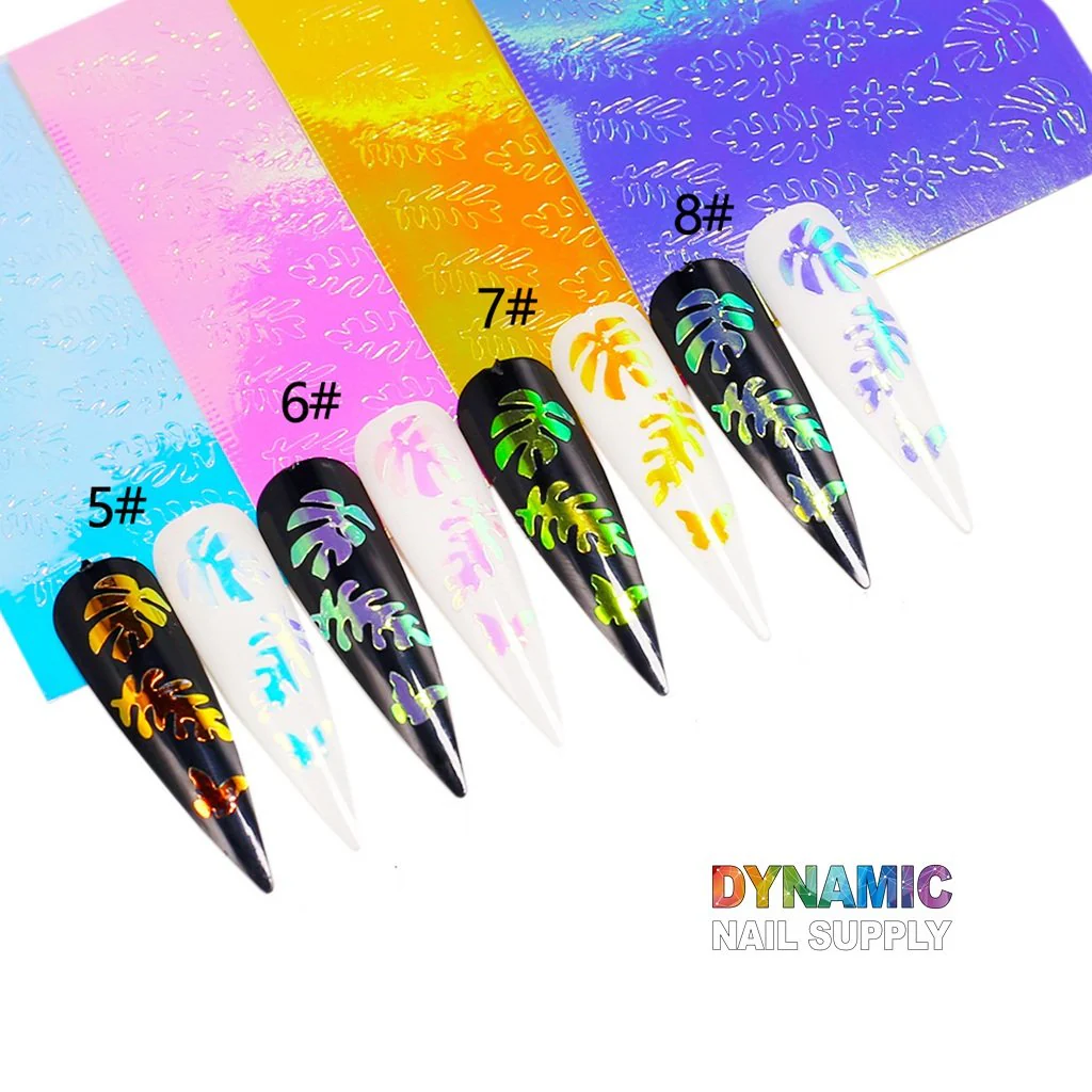 Hot Design 16pcs/set - Holographic Leaves Sticker for Nail Art Decoration - Image 4