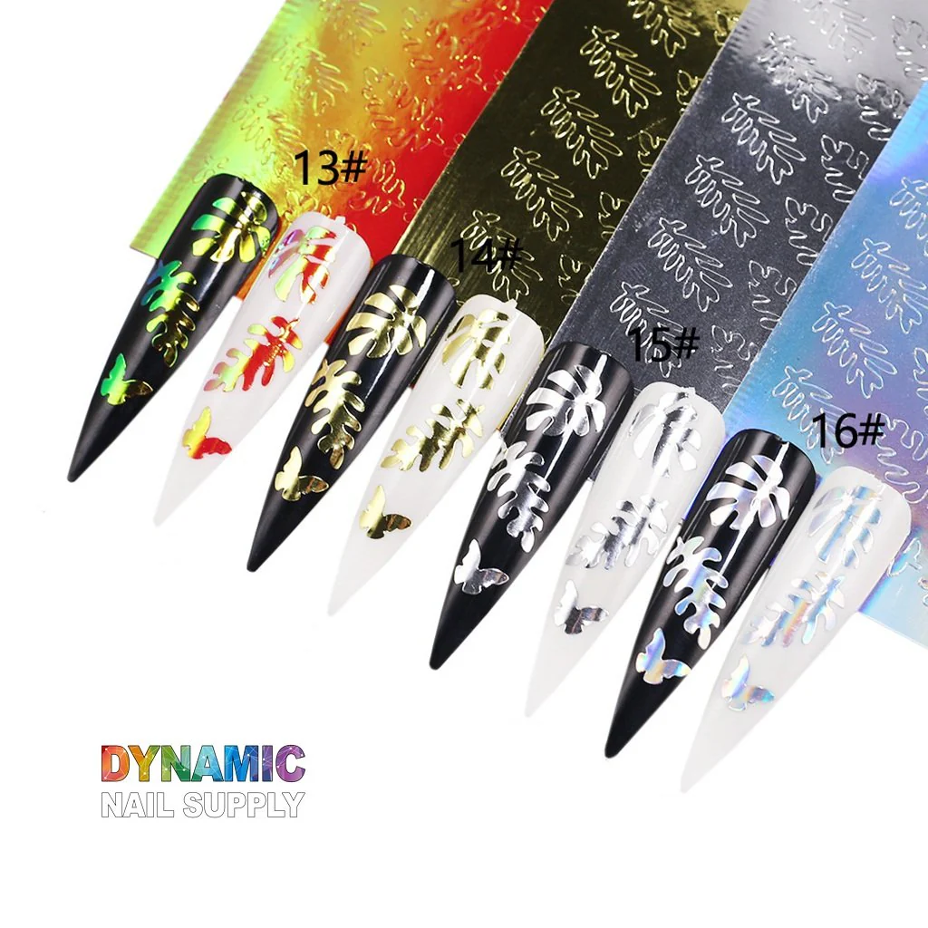 Hot Design 16pcs/set - Holographic Leaves Sticker for Nail Art Decoration - Image 6