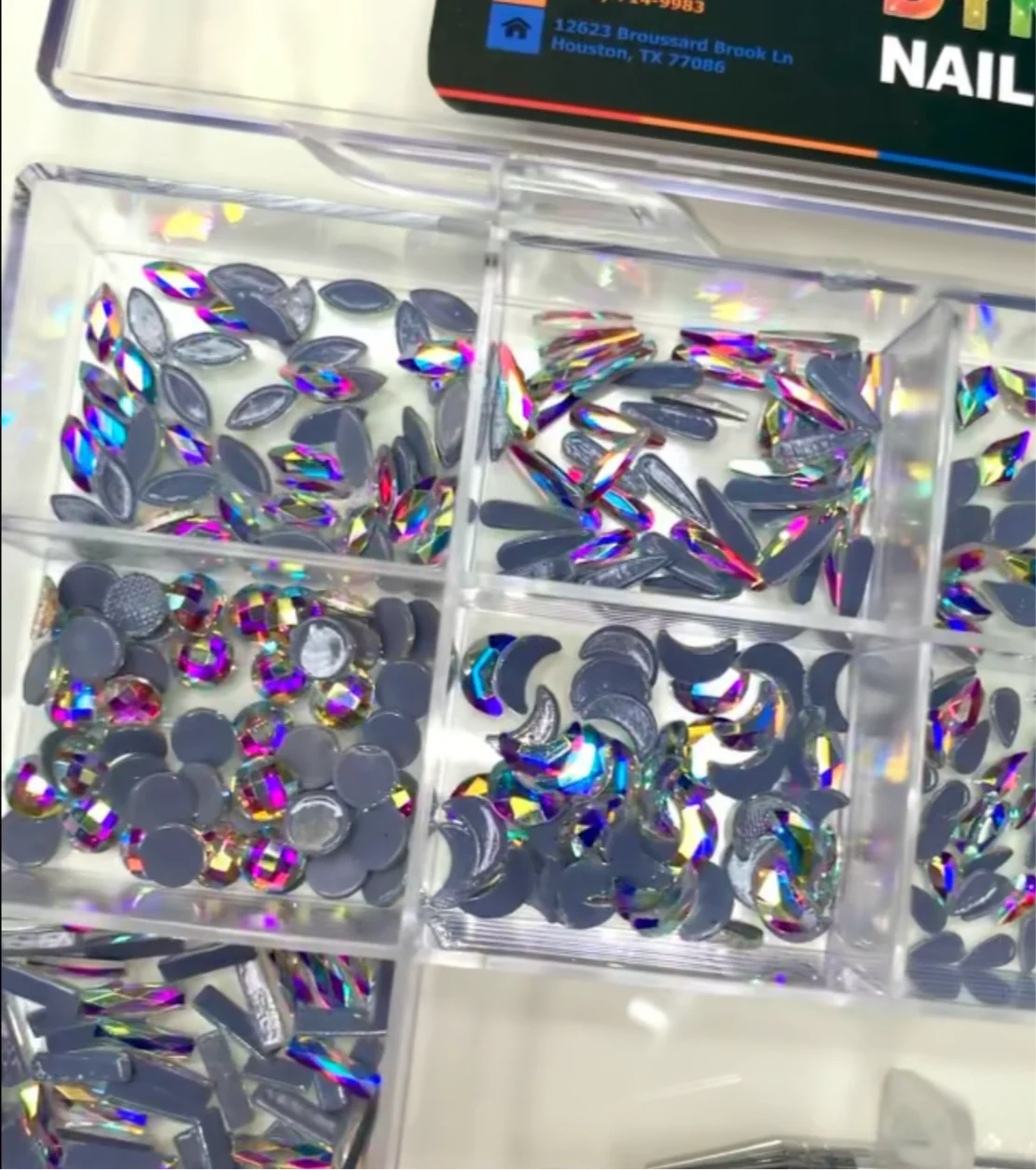 1000 pcs Iridescent AB Crystal Rhinestones - 20 Shapes x 50pcs each SKU: 1606-02 - for nails art design - Image 3