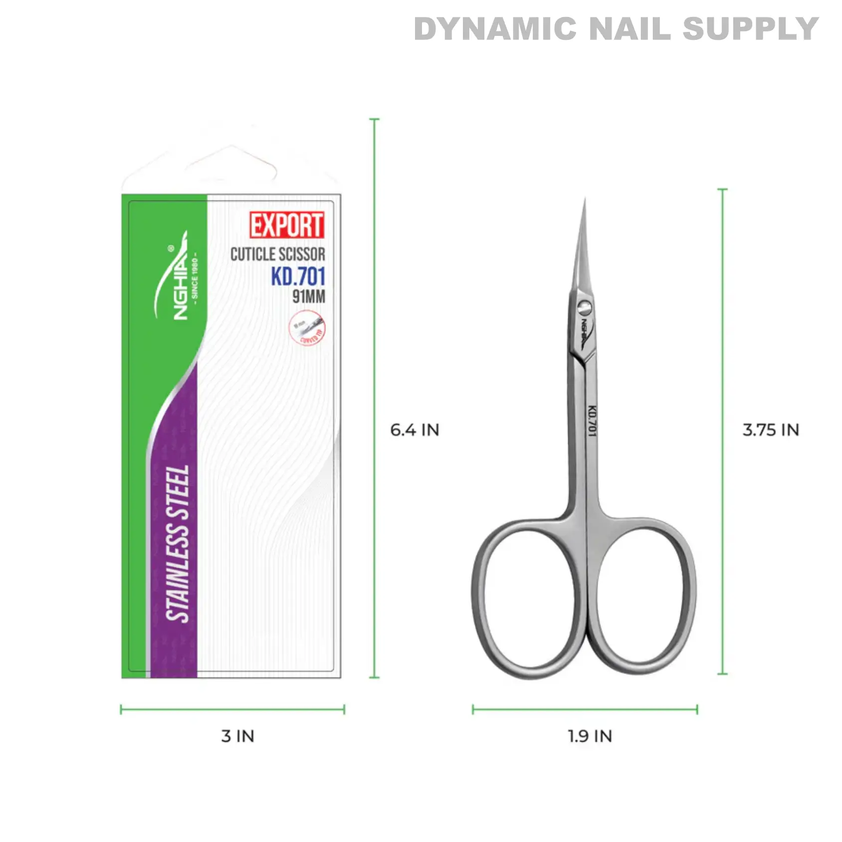 KD.701 - Professional Cuticle Scissors Curved Tips Stainless Steel - Image 8
