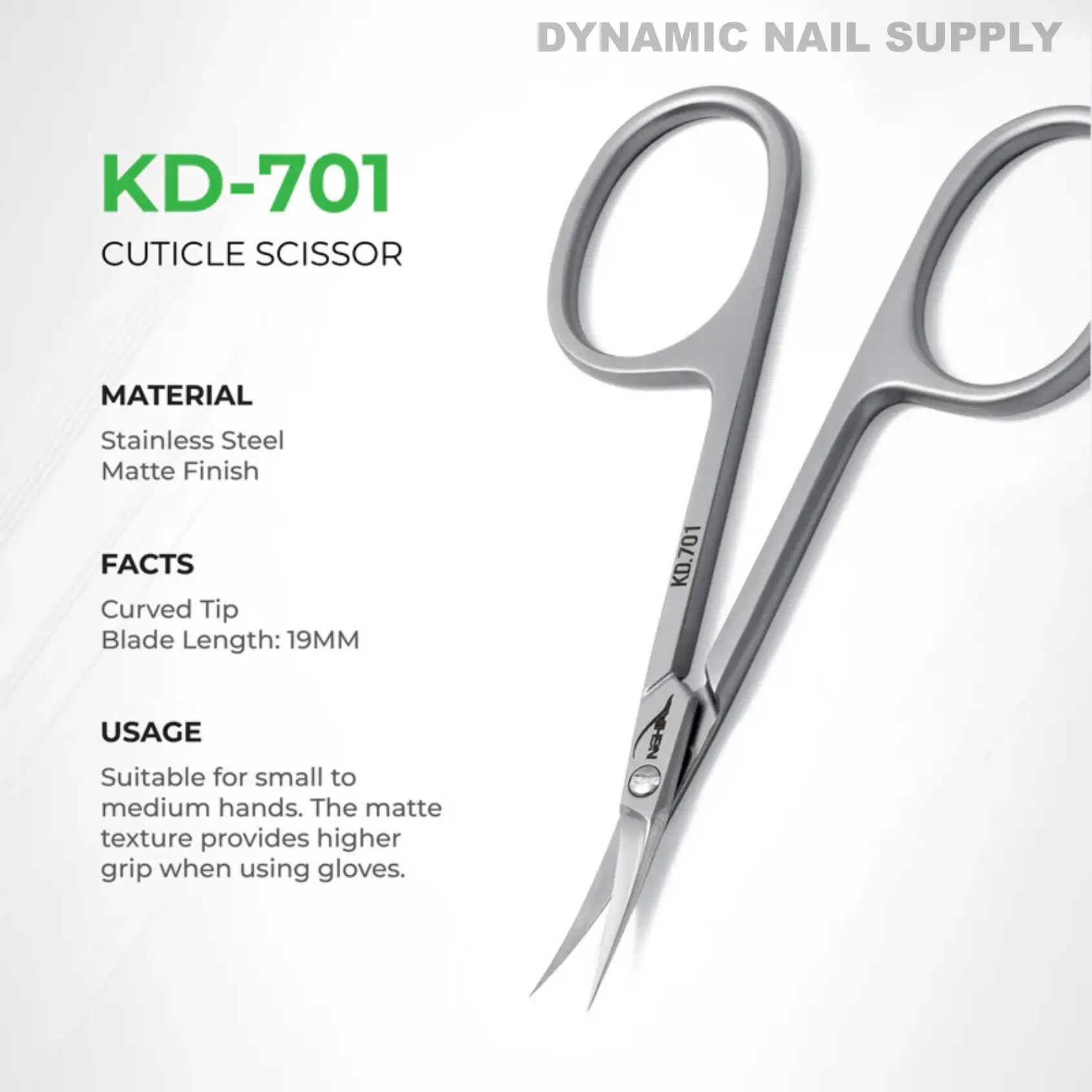 KD.701 - Professional Cuticle Scissors Curved Tips Stainless Steel - Image 9