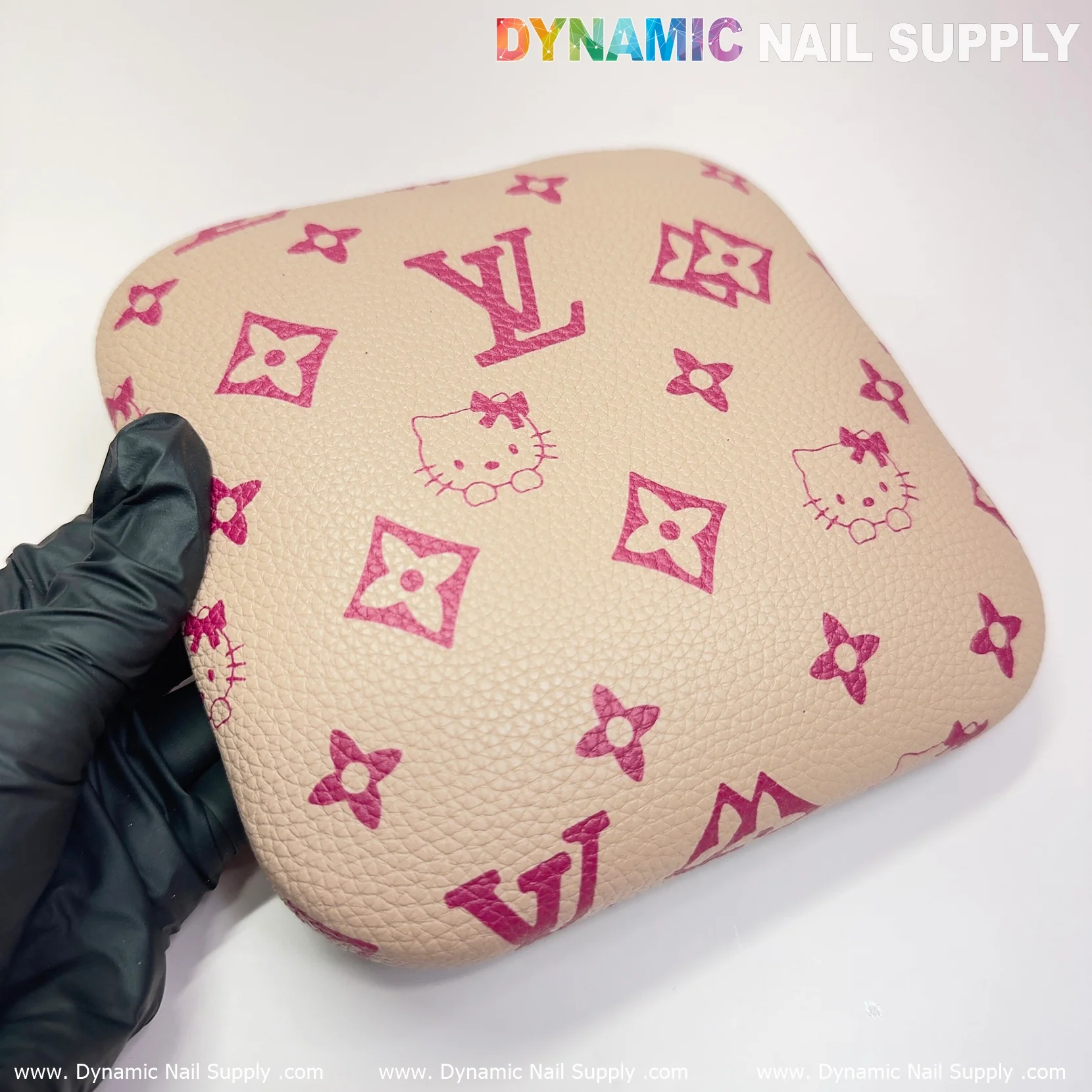 (Khaki LV Kitty Grain) Leather Elbow Cushion Pad Arm Rest Support for Manicure Nail Desk - Image 6