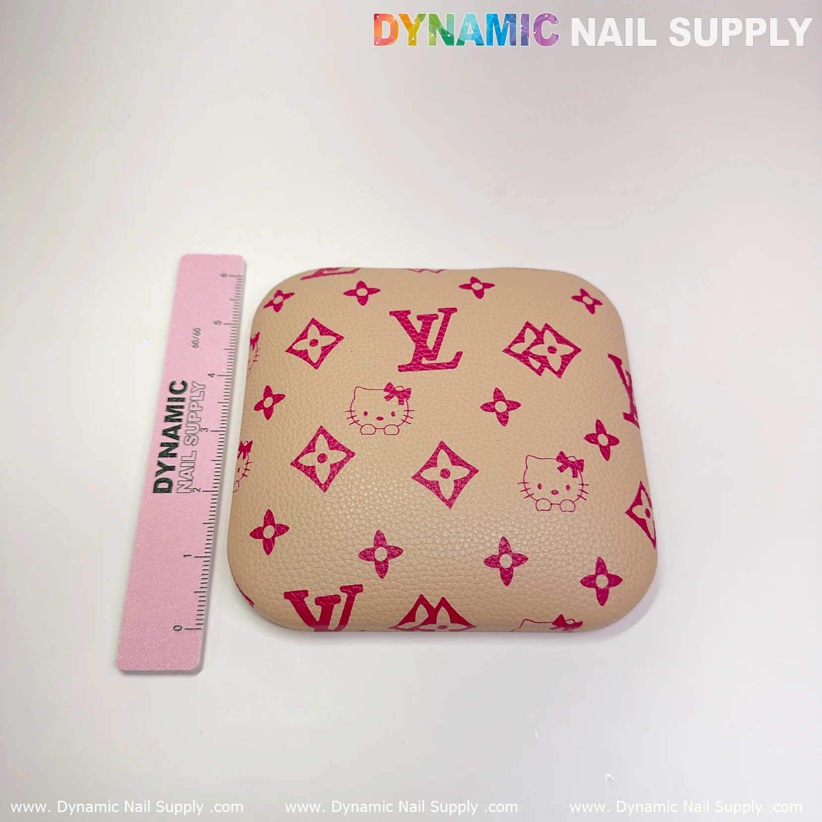 (Khaki LV Kitty Grain) Leather Elbow Cushion Pad Arm Rest Support for Manicure Nail Desk - Image 7