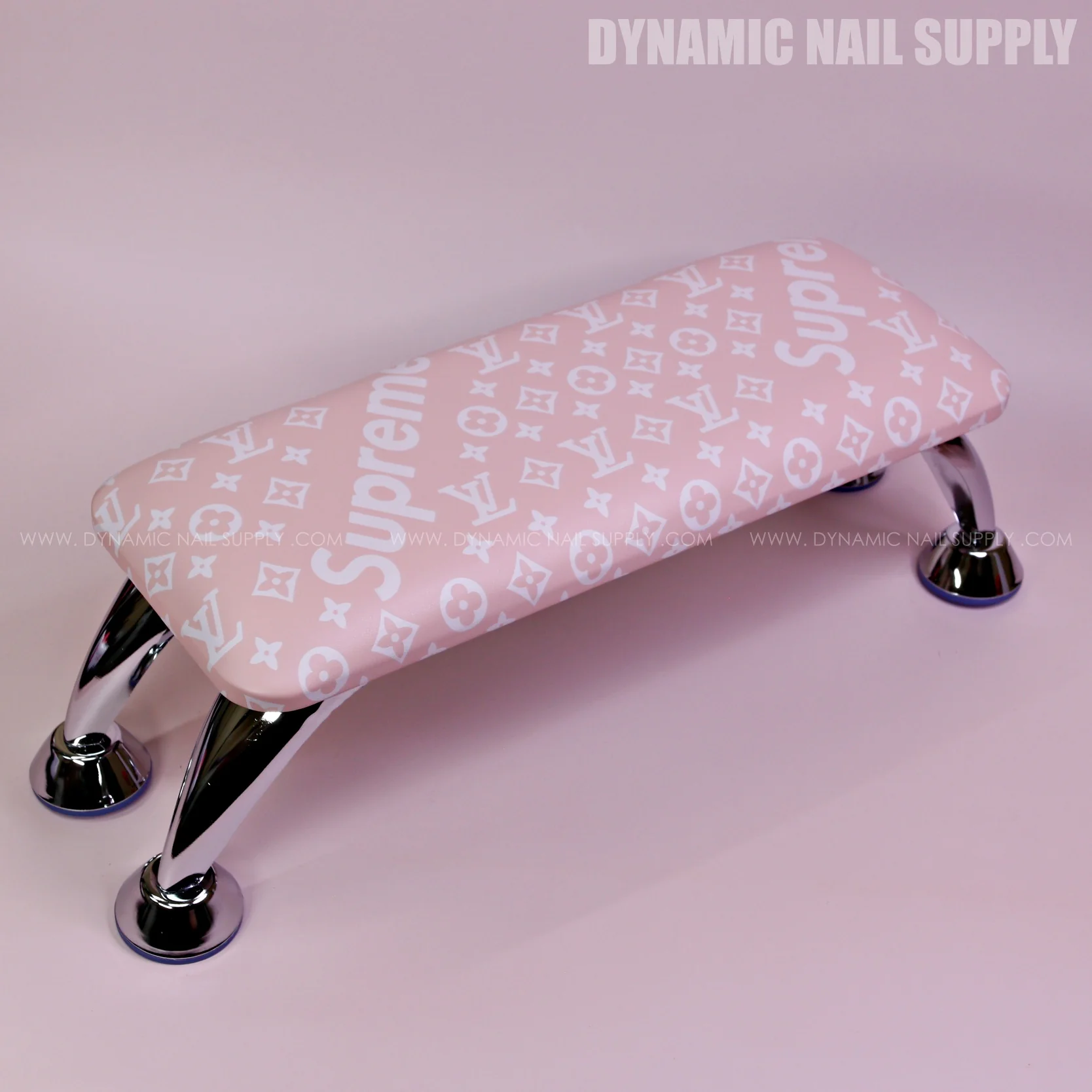 (RA045 - White LV/Spreme Pattern) Leather Armrest with Soft Pad for Pedicure and Manicure (Reposabrazos Para Manicura) - Image 5