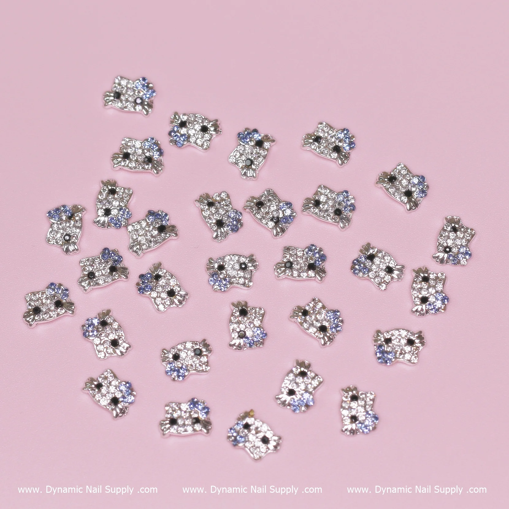 (Light Blue) 30 pcs Metal Hell0 Kitty Design Nail Charms  (zircon alloy charm)