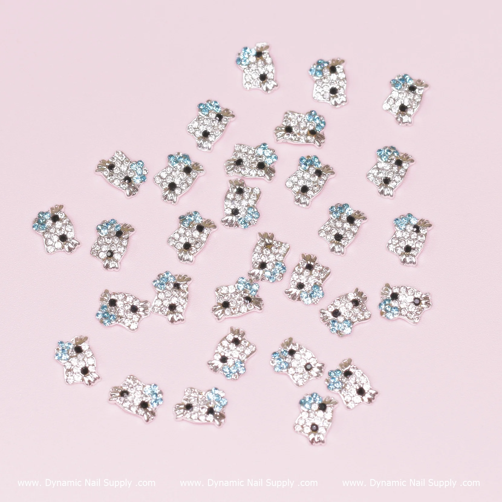 (Light Cyan) 30 pcs Metal Hell0 Kitty Design Nail Charms  (zircon alloy charm)