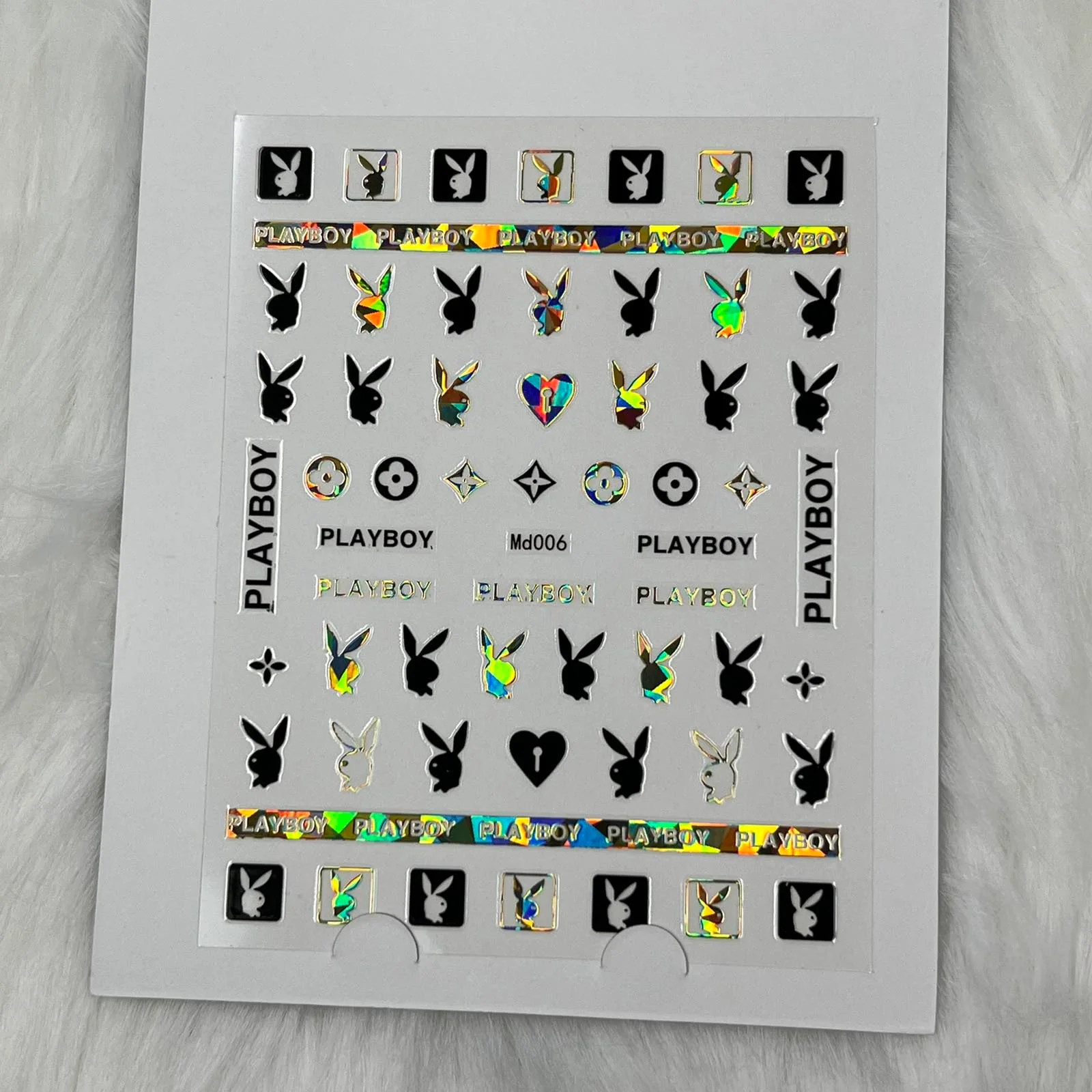 Logo Sticker for nails art design - Md006 - Gold Holographic