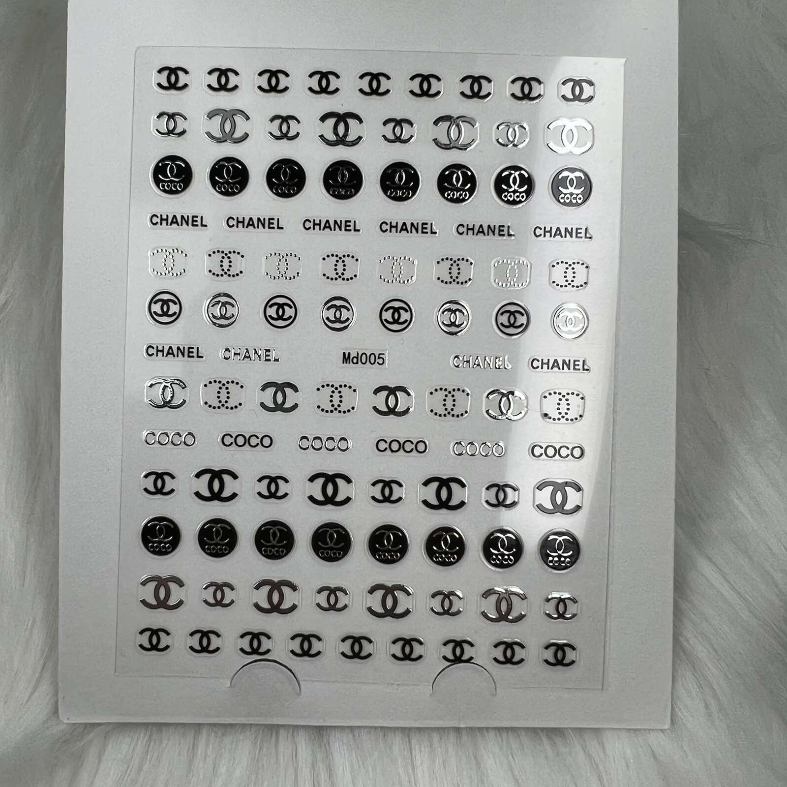 Logo Sticker for nails art design - md005 - silver/Black