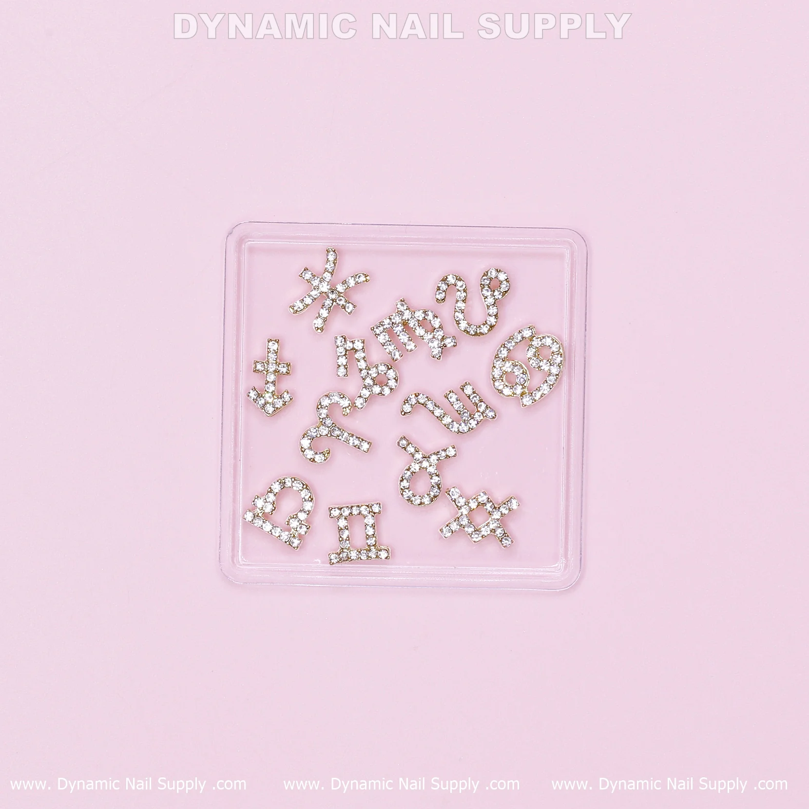 Luxury Gold Zodiac Symbol Sign Nails Charm Set with Rhinestone - Image 3