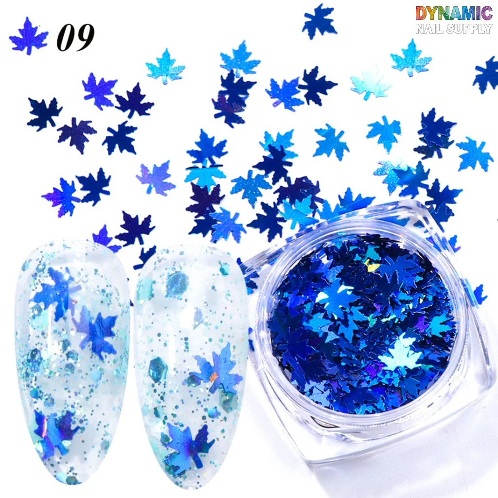 Maple Leaves glitter (Fall, Autumn)  - Set of 12 colors glitter for nails art design - Image 3
