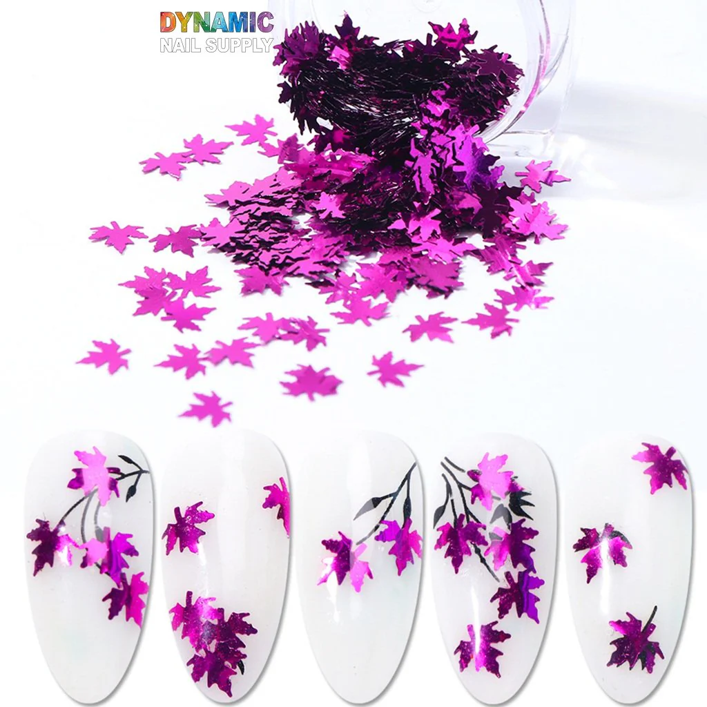 Maple Leaves glitter (Fall, Autumn)  - Set of 12 colors glitter for nails art design - Image 5