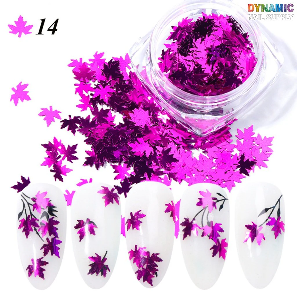 Maple Leaves glitter (Fall, Autumn)  - Set of 12 colors glitter for nails art design - Image 6