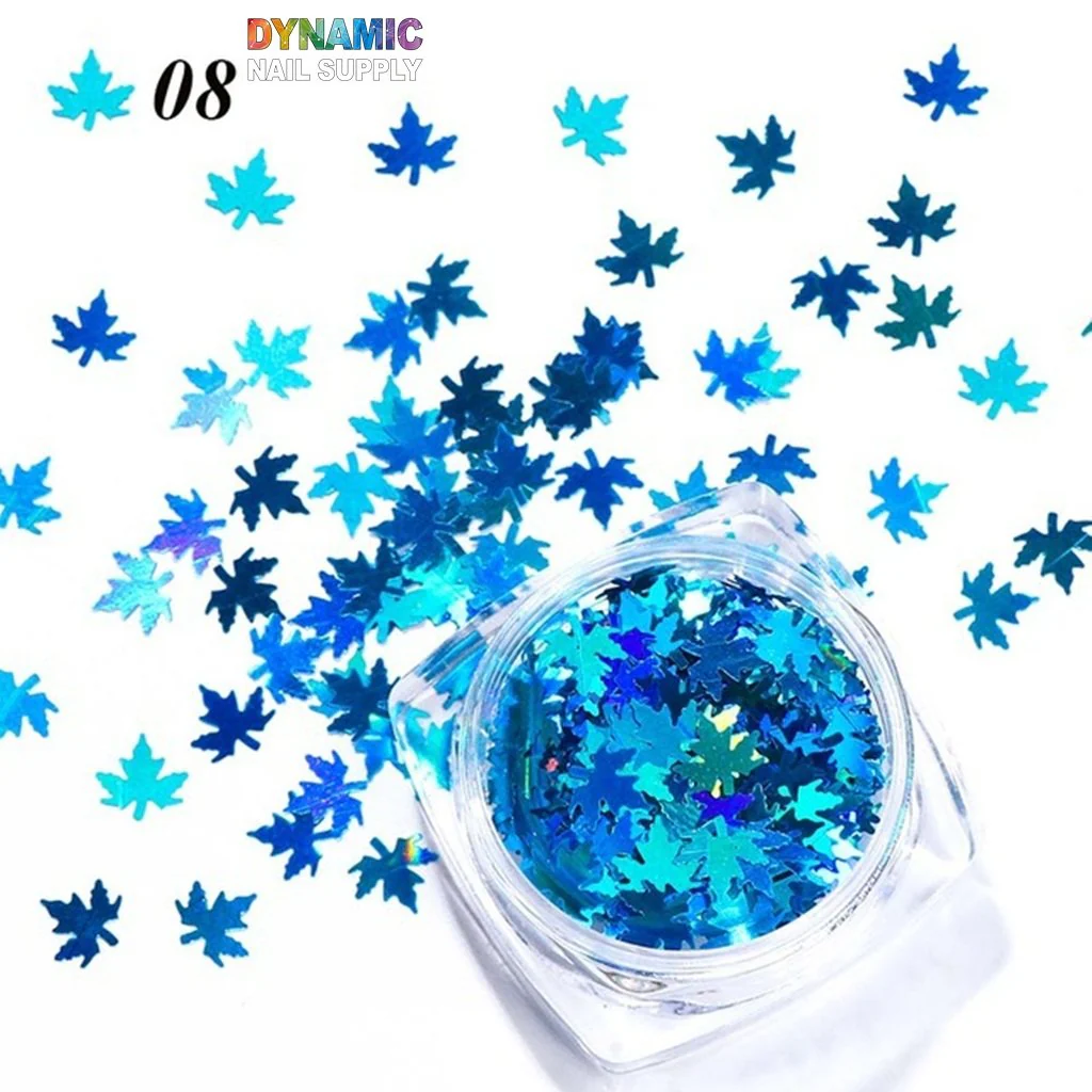 Maple Leaves glitter (Fall, Autumn)  - Set of 12 colors glitter for nails art design - Image 7