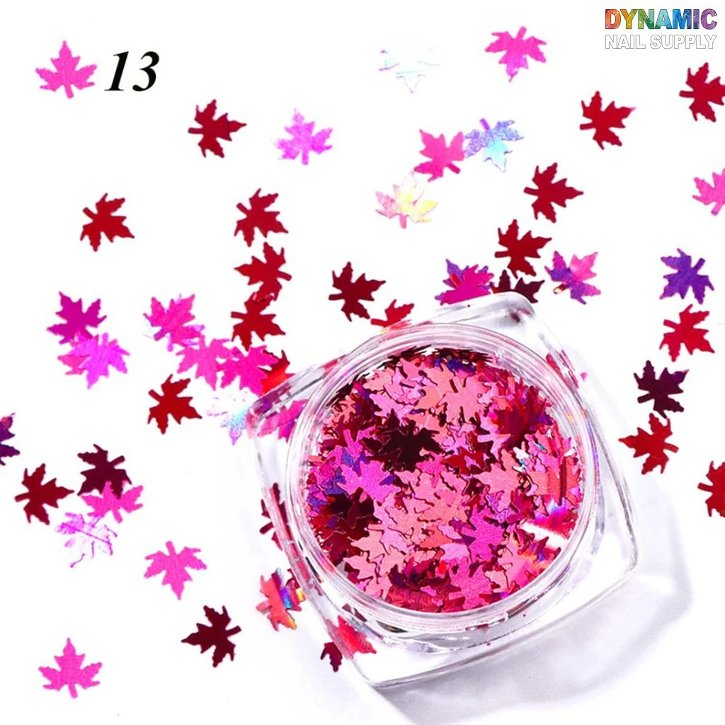 Maple Leaves glitter (Fall, Autumn)  - Set of 12 colors glitter for nails art design - Image 8
