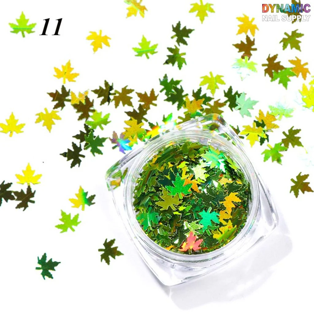 Maple Leaves glitter (Fall, Autumn)  - Set of 12 colors glitter for nails art design - Image 9