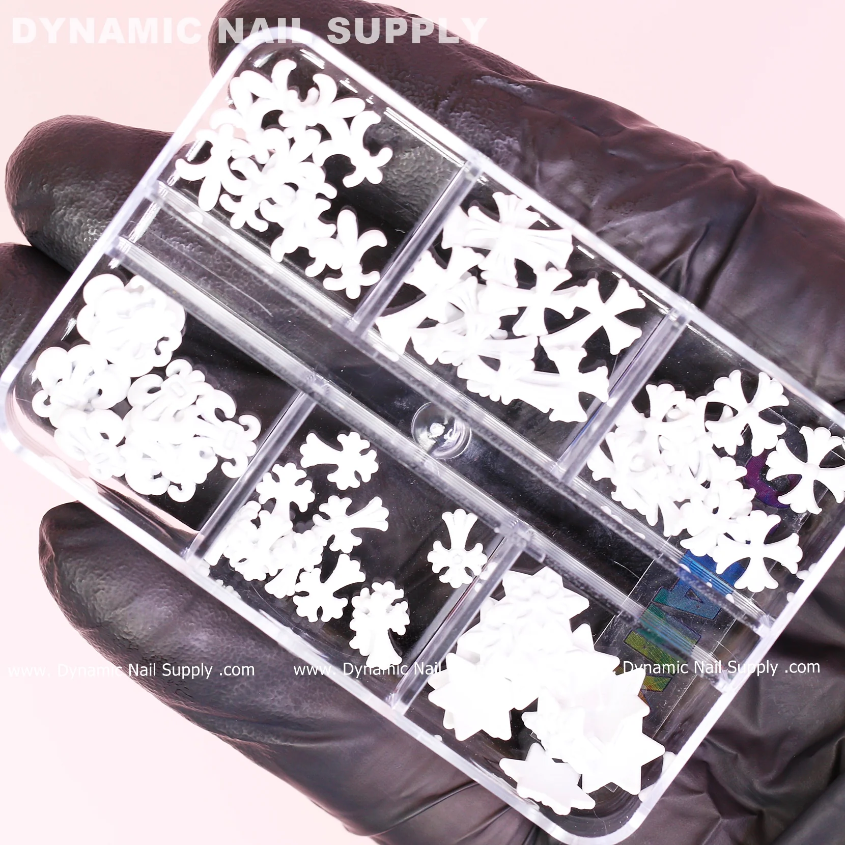 60 pcs Matte White Chrome Heart Charms (Antique Crosses) for Nails Art design - Image 7