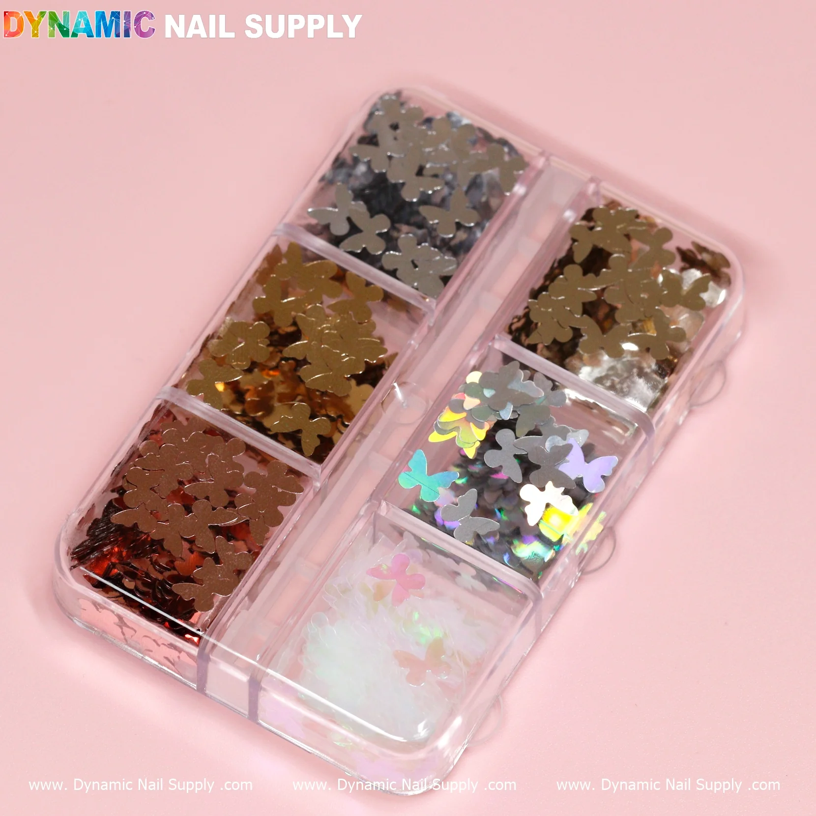 Metallic Butterfly sequins (Gold Silver Rose-gold color) for Nails Art design - Image 3