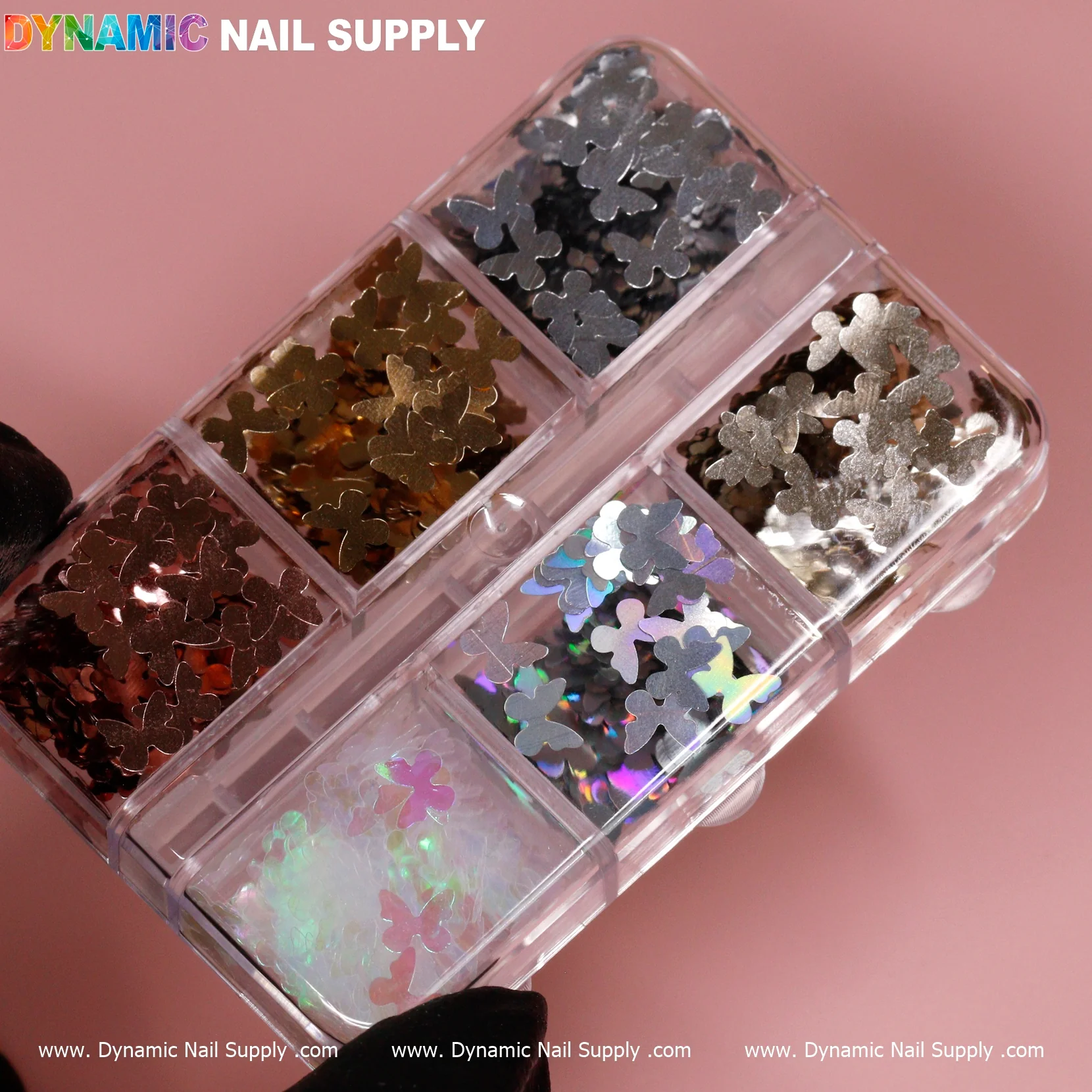Metallic Butterfly sequins (Gold Silver Rose-gold color) for Nails Art design - Image 4