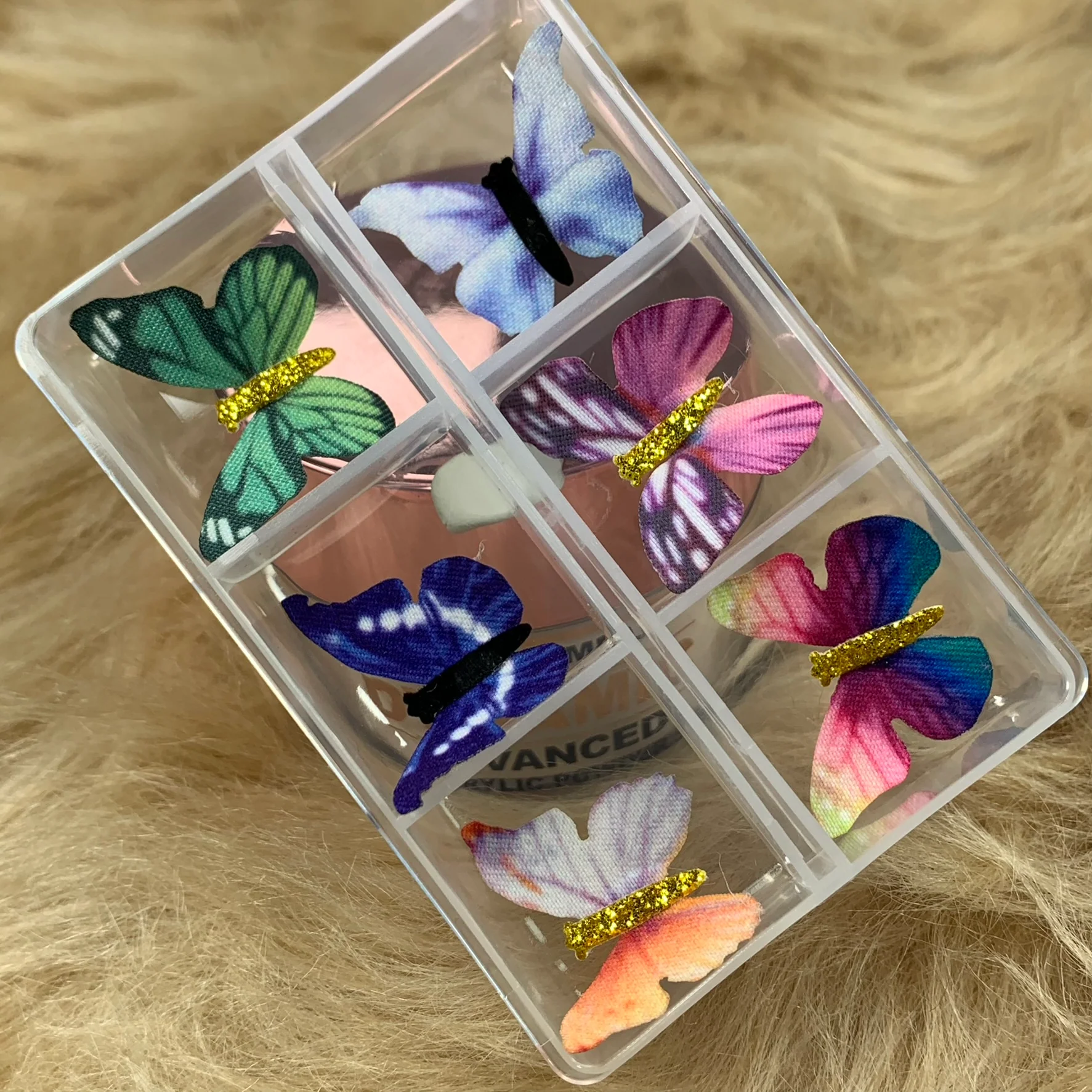Multi-color plastic/fabric 3D butterfly charms for nails art design - Image 5