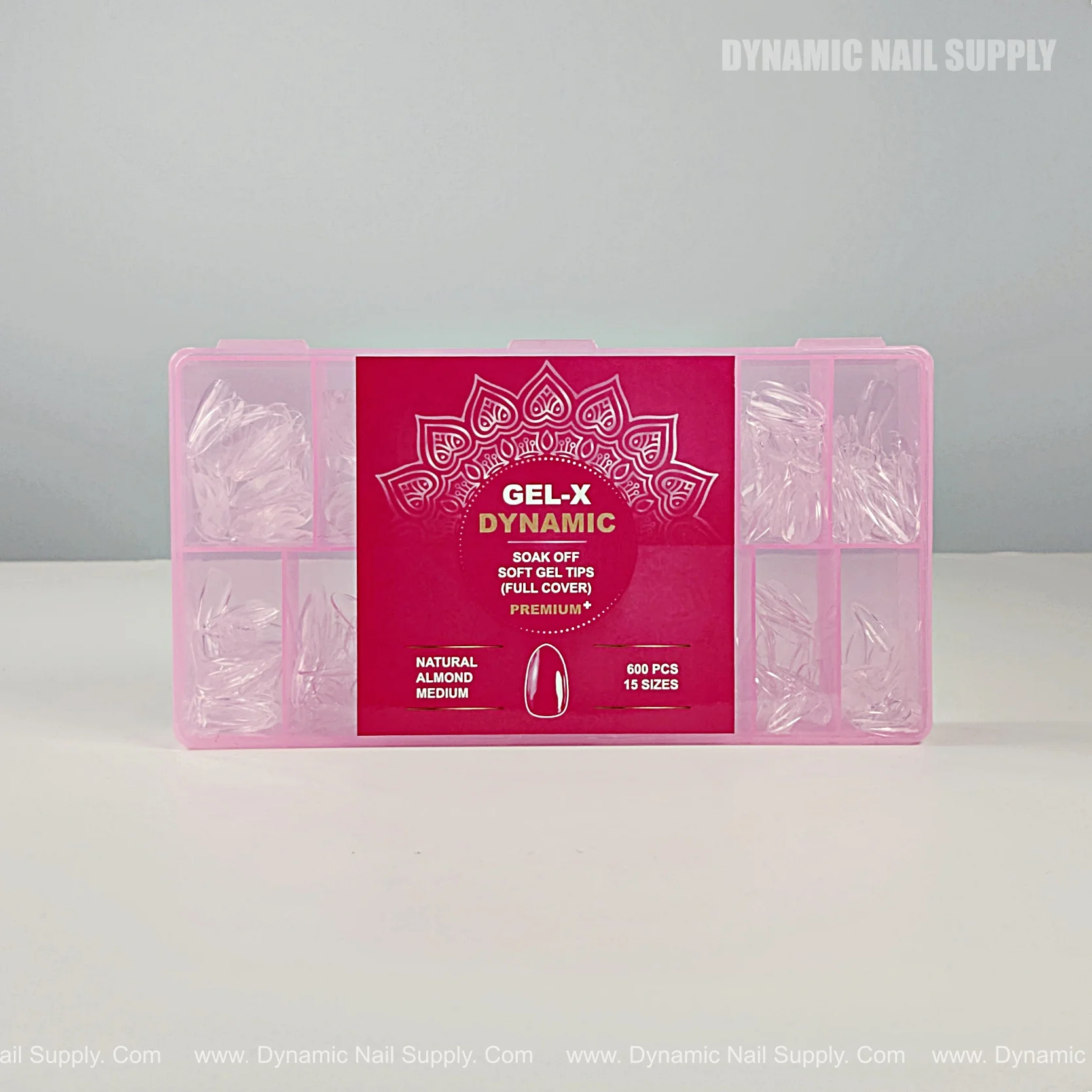 Natural Almond (Medium) Full Cover Soft-Gel Nail Tips (Pink Box)