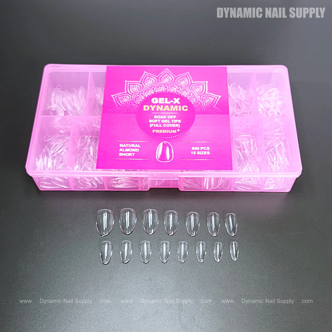 Natural Almond (Short) Full Cover Soft-Gel Nail Tips (Pink Box) - Image 3