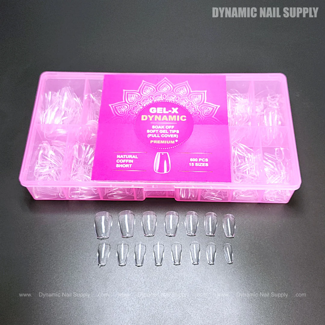 Natural Coffin (Short) Full Cover Soft-Gel Nail Tips (Pink Box) - Image 3