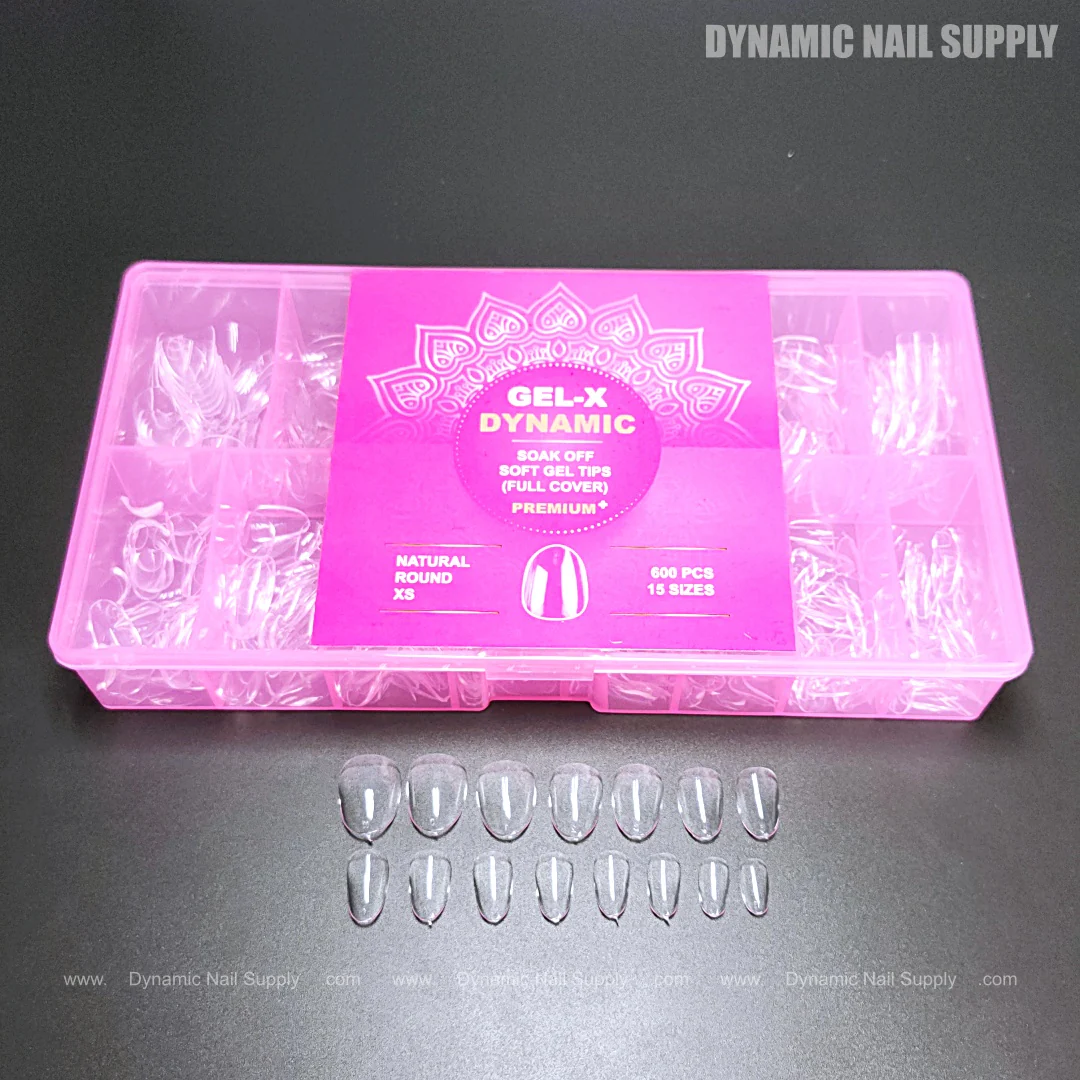 Natural Round XS Full Cover Soft-Gel Nail Tips (Pink Box) - Image 3