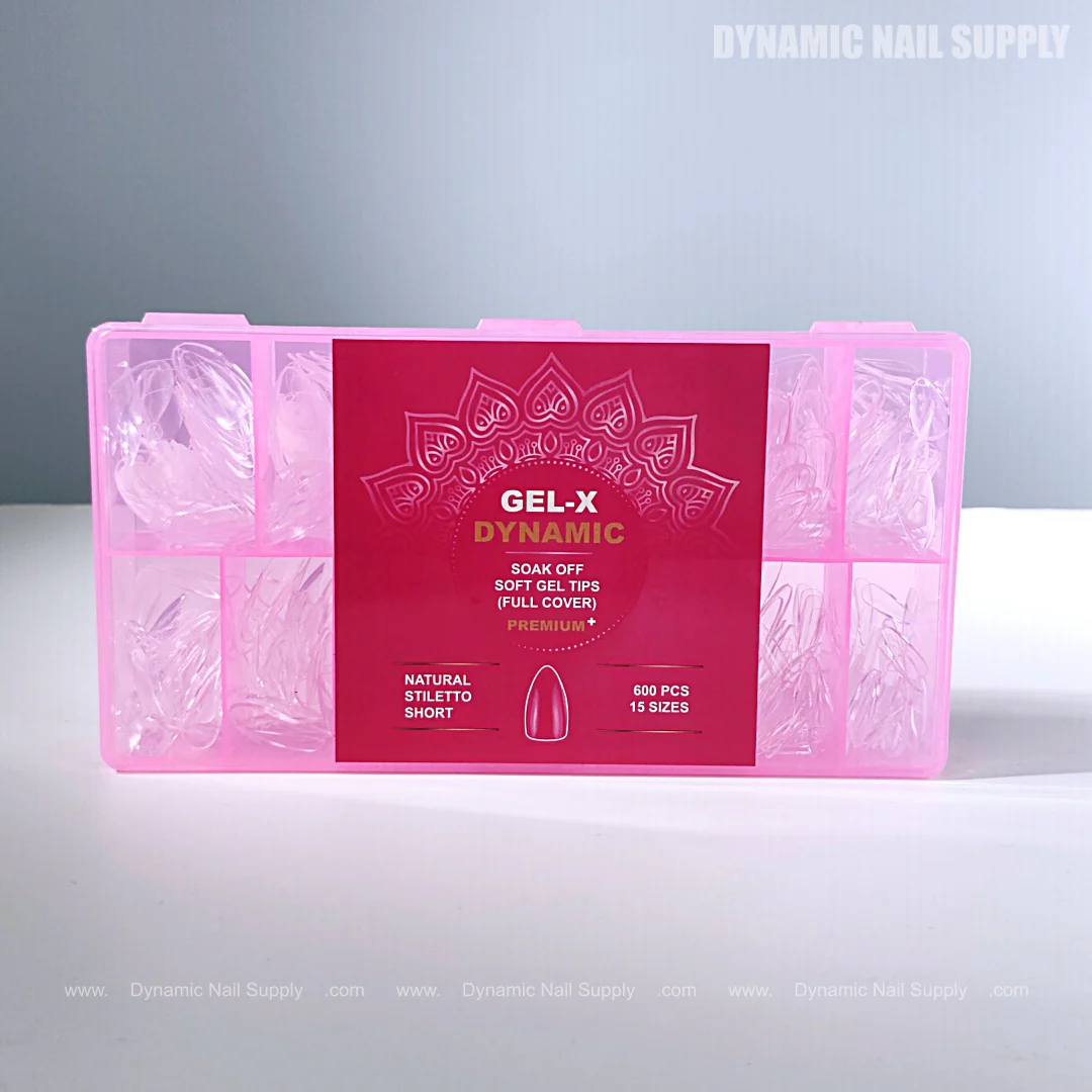 Natural Stiletto (Short) Full Cover Soft-Gel Nail Tips (Pink Box)