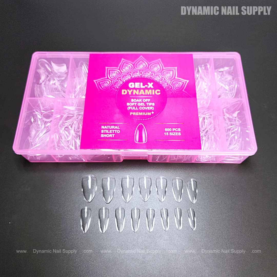 Natural Stiletto (Short) Full Cover Soft-Gel Nail Tips (Pink Box) - Image 3