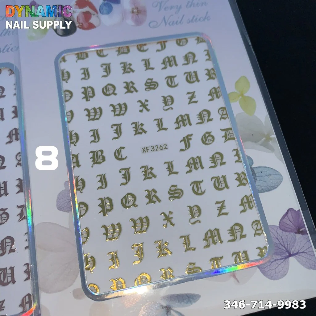 Old English Letters sticker for Nail Art Design - Image 7