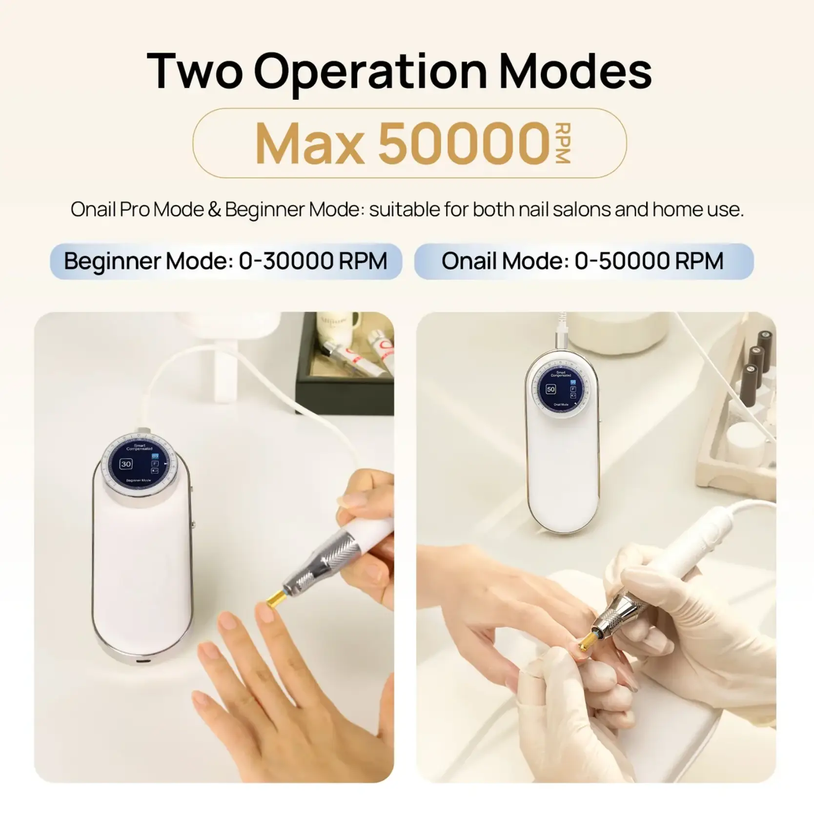 ONAIL Precision Portable AI Nail Drill - Professional 50,000 RPM Smart Electric Nail Machine - Image 4