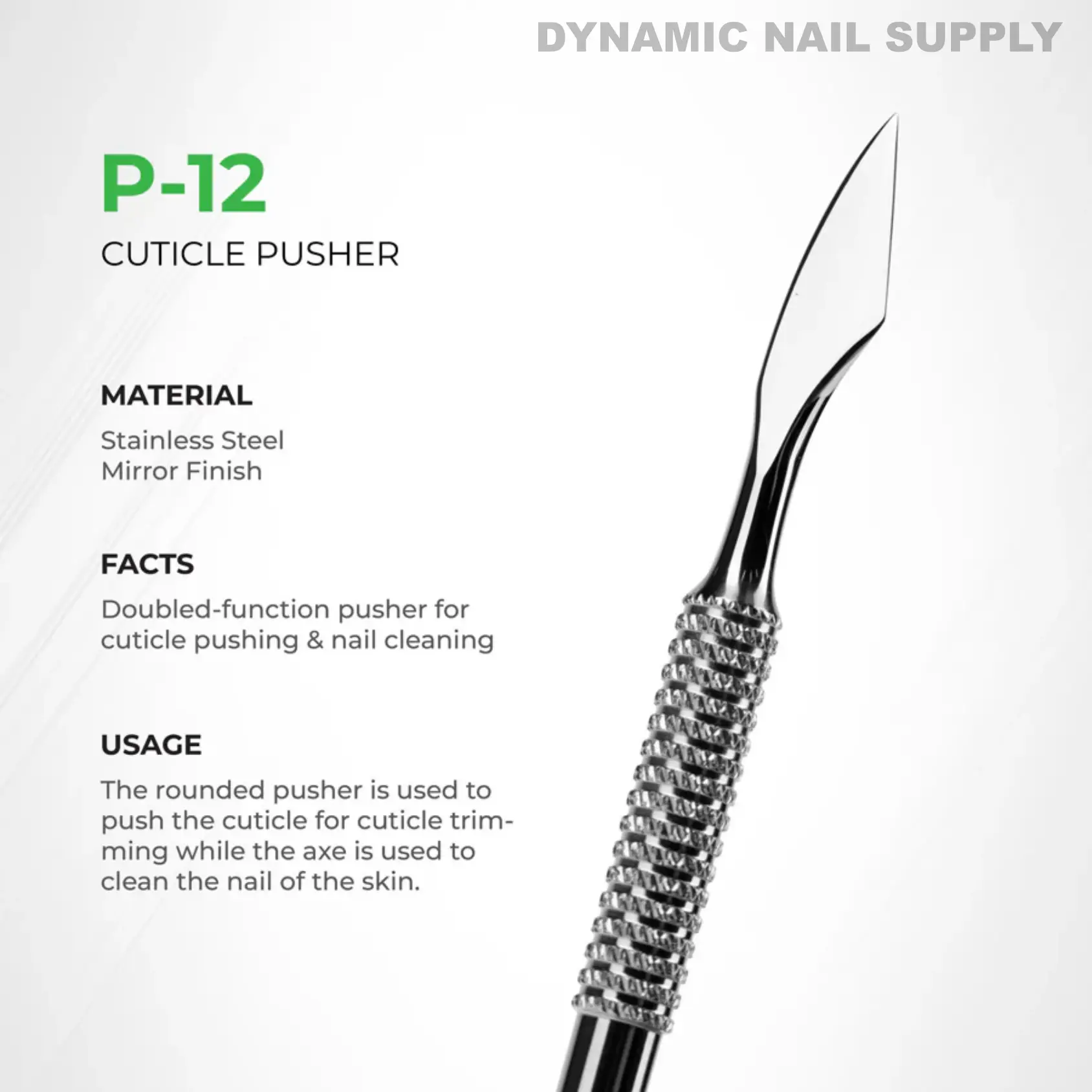 P-12 – Professional Dual-Ended Cuticle Pusher Stainless Steel - Image 7