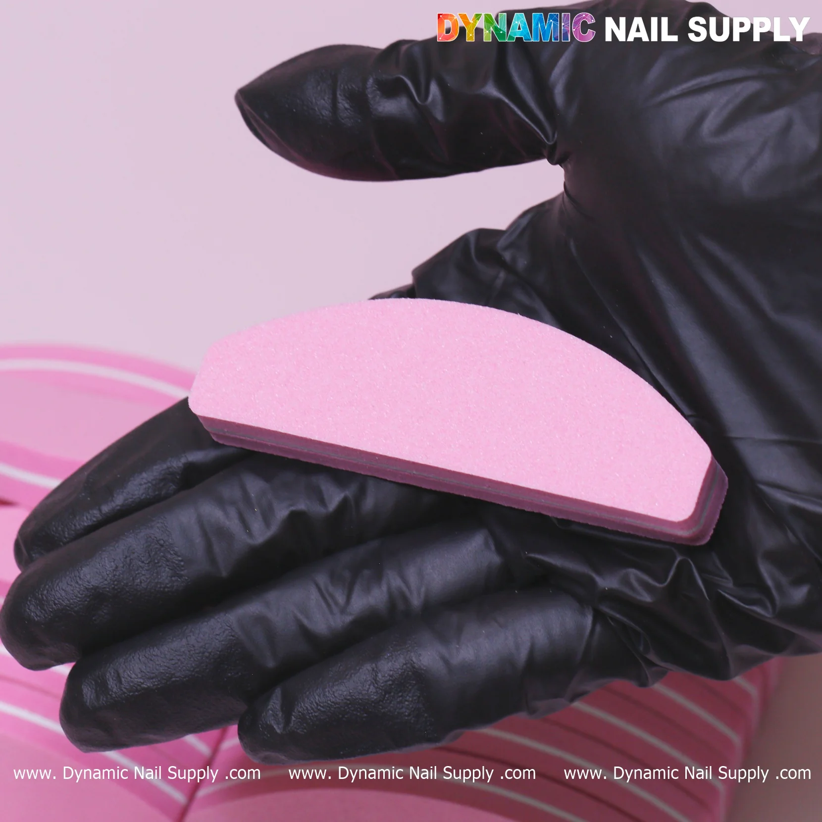 Pink Buffer Pack (20 pcs) grit 100/180 Half-moon Hard-board fine and coarse surface - Image 6
