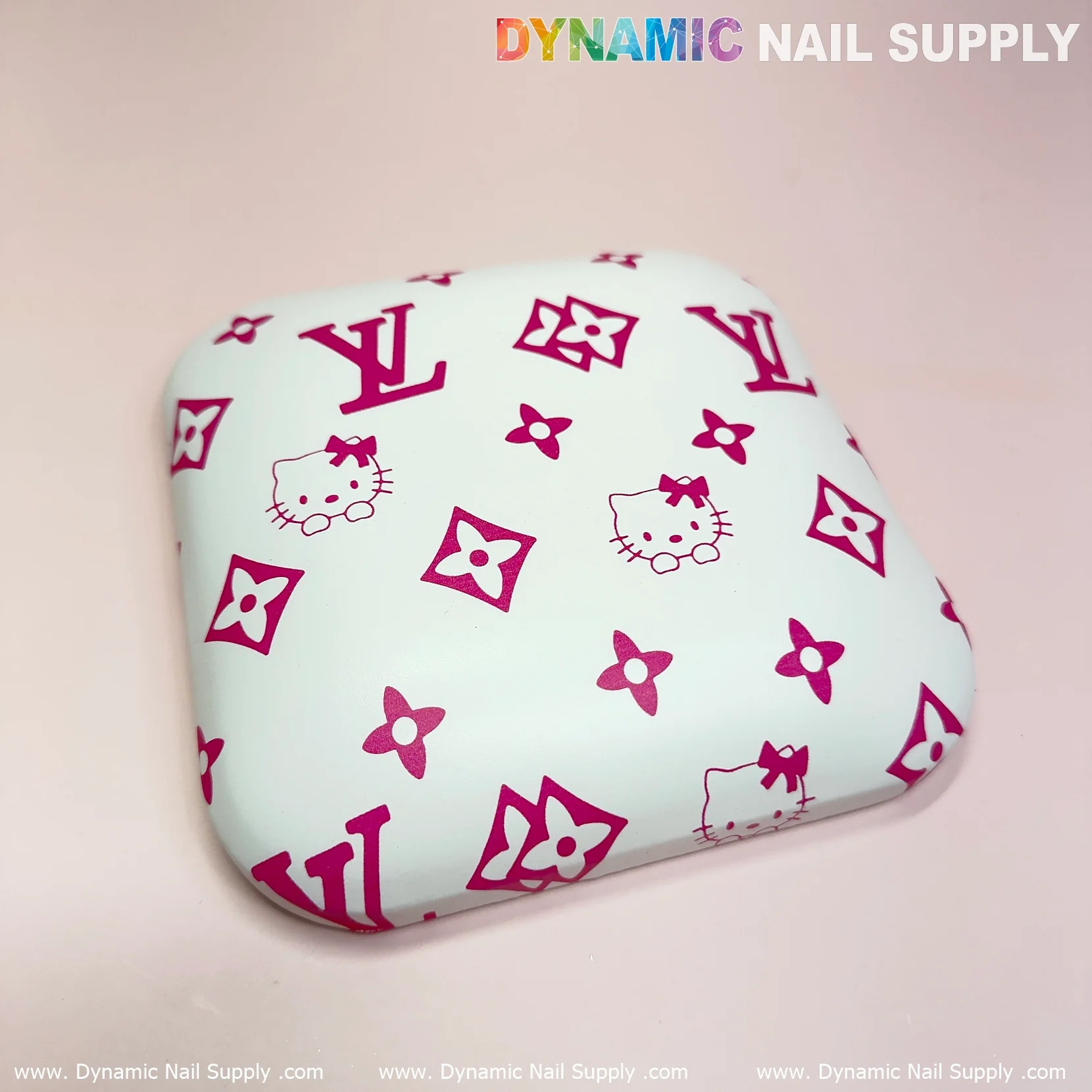 (Pink LV Kitty - Smooth) Leather Elbow Cushion Pad Arm Rest Support for Manicure Nail Desk